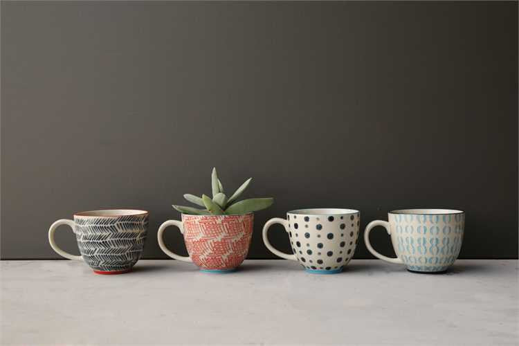Modern Art Stoneware Mugs - Set of 4