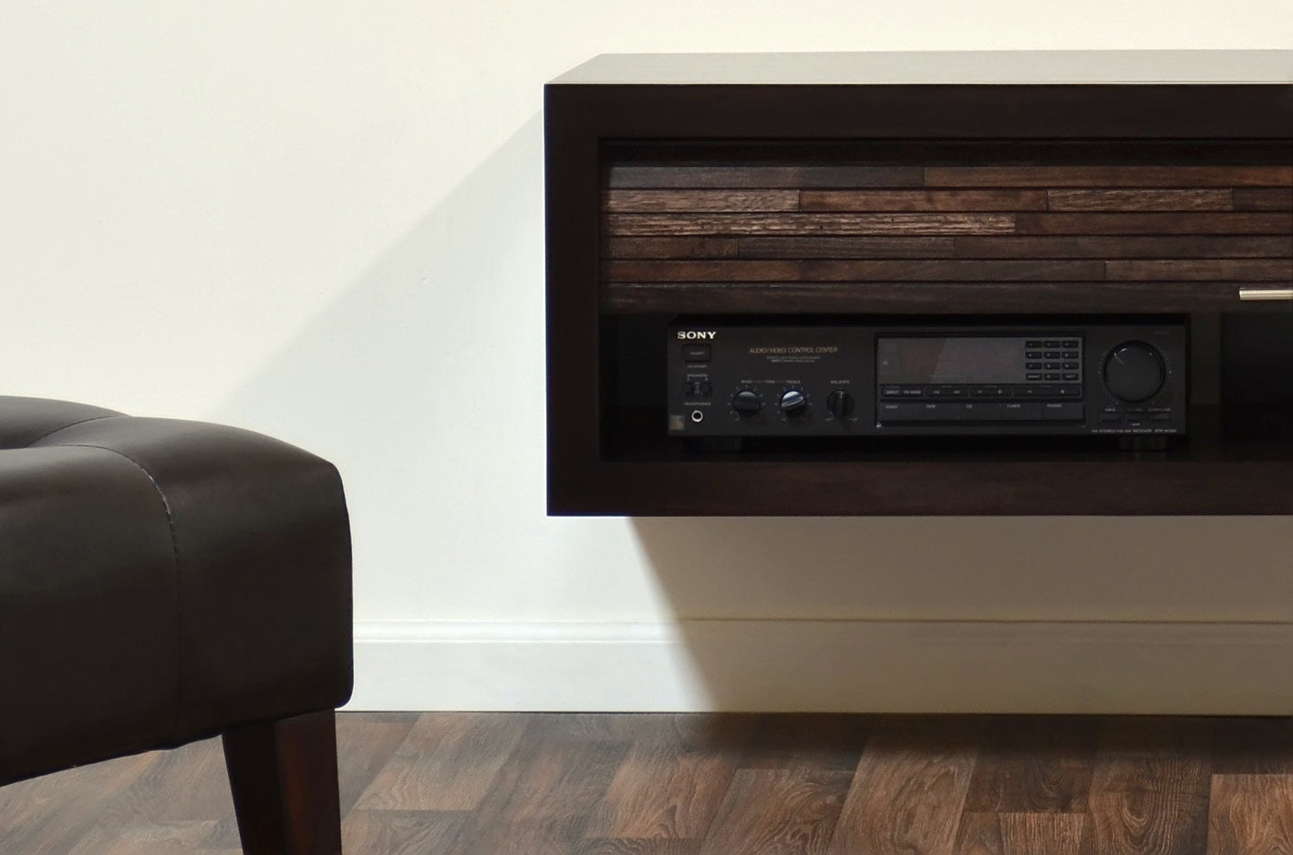 Handcrafted Fully Assembled Floating TV Stand Modern Media Console - ECO GEO - Espresso