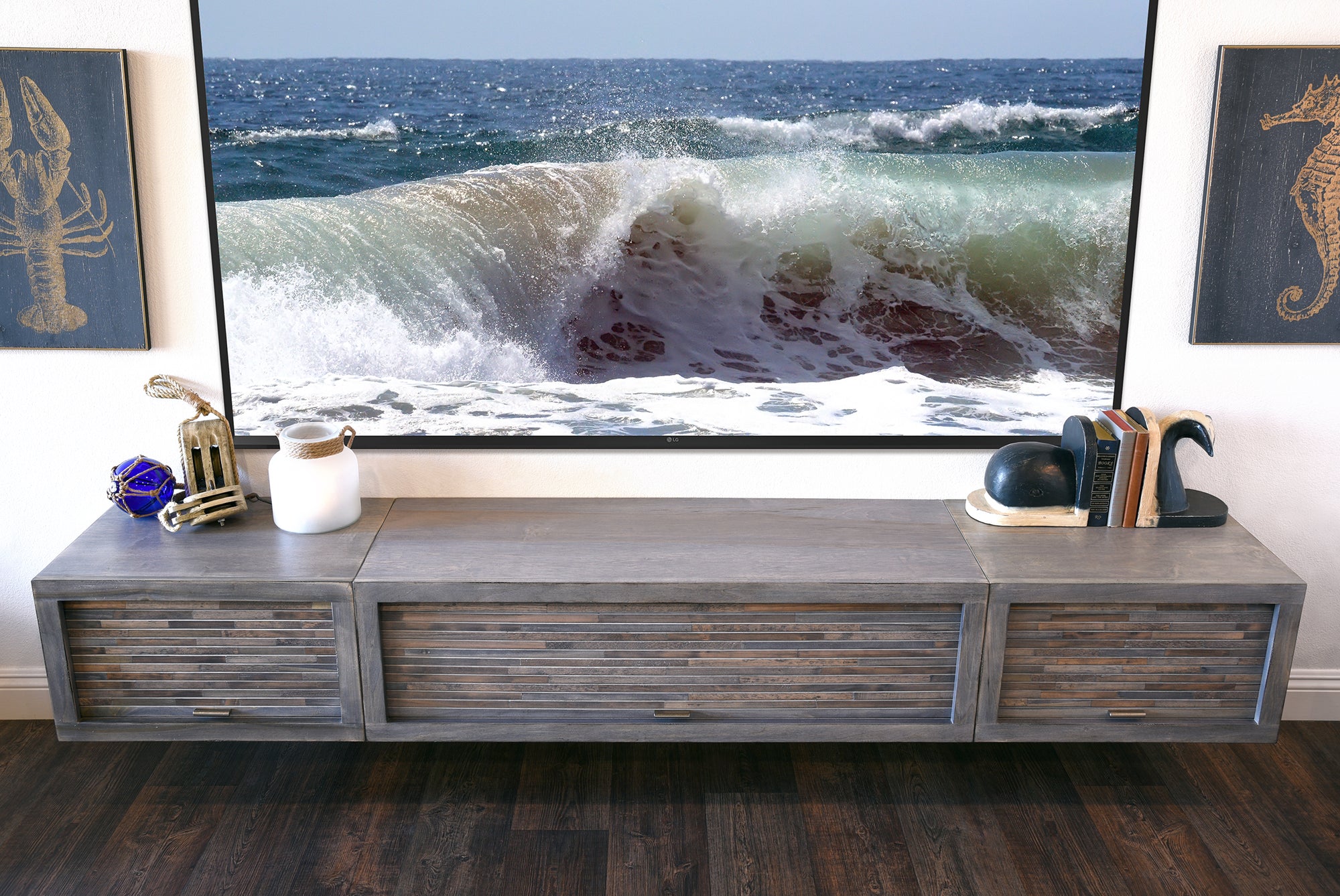 Gray Floating TV Stand Entertainment Center - ECO GEO Lakewood
