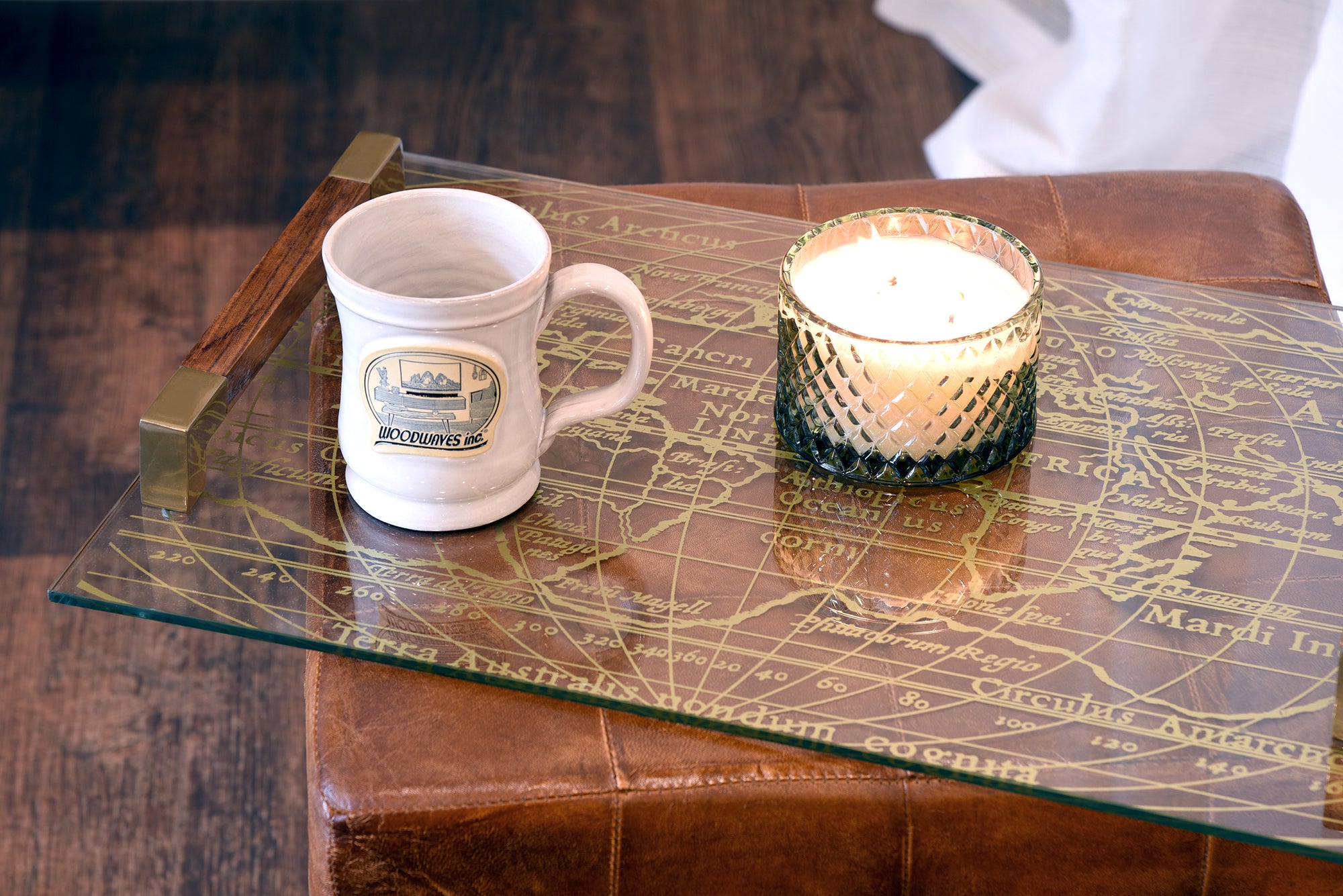 Brown Distressed Leather Ottoman