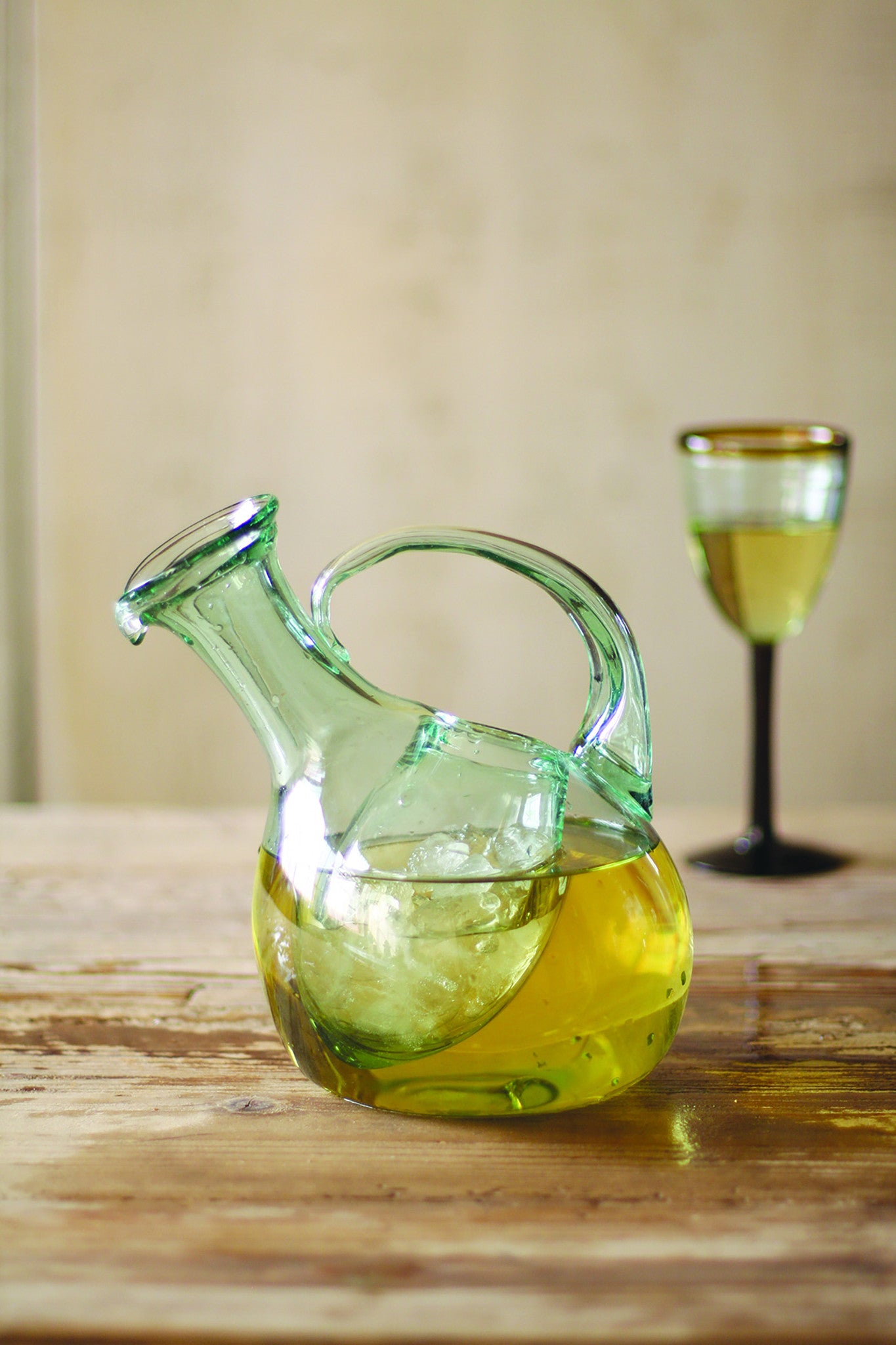 Modern Tilted Glass Wine Decanter With Ice Pocket