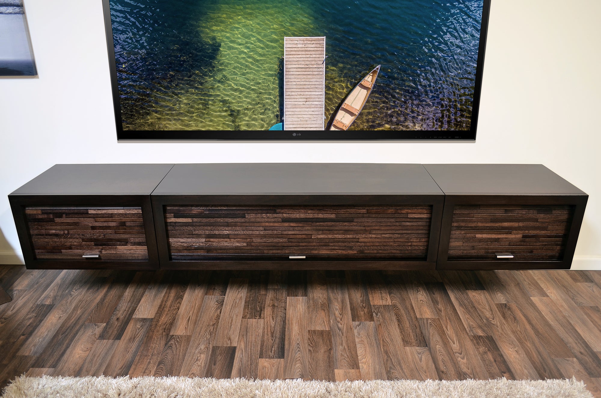 Floating tv sales stand espresso