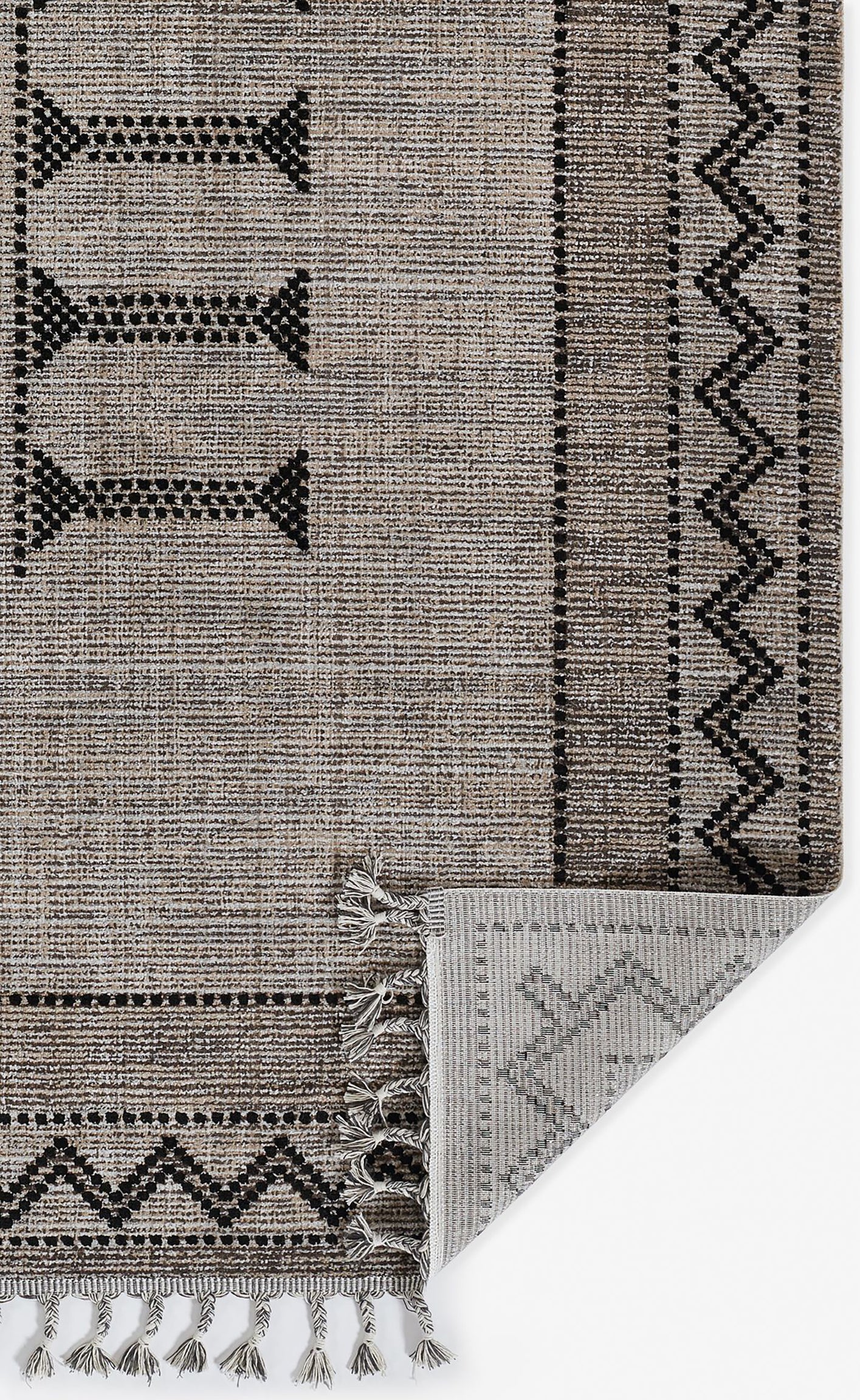 Moroccan Zig Zag Pattern Natural & Black Tone Area Rug