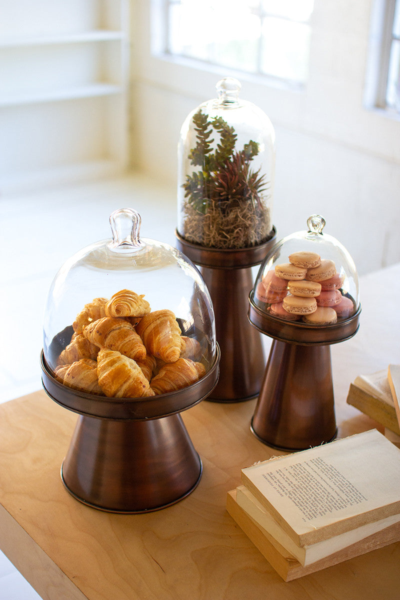 Copper Finish Glass & Metal Display Stands - Set of 3