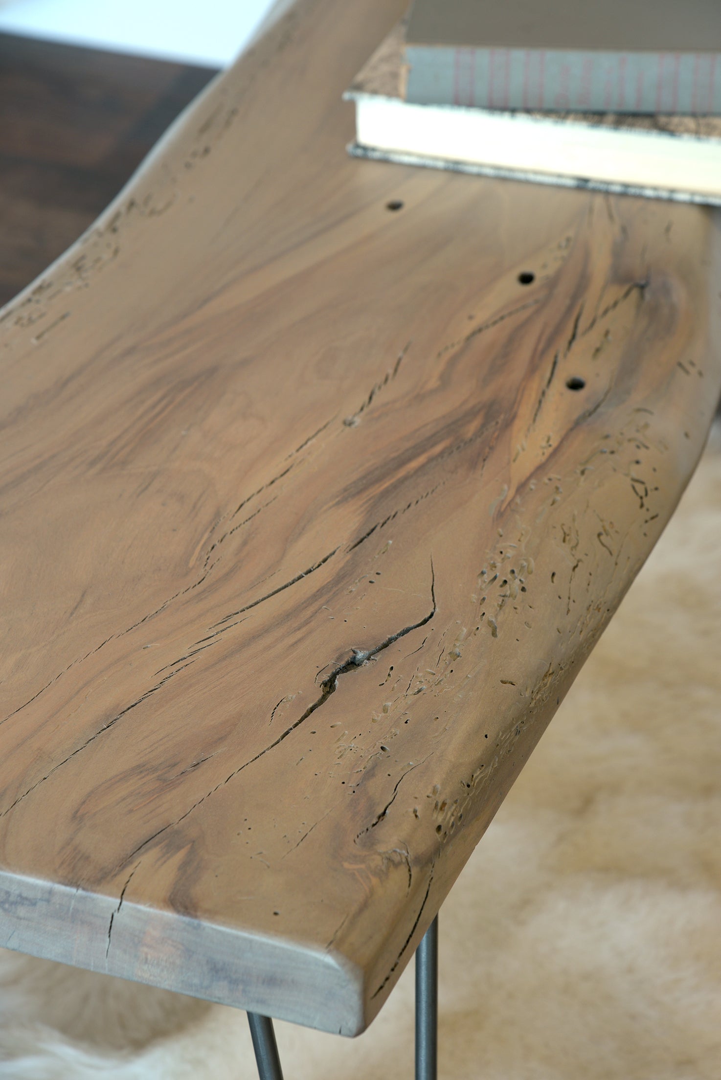 Natural Live Edge Slab Reclaimed Wood Coffee Table - Woodwaves