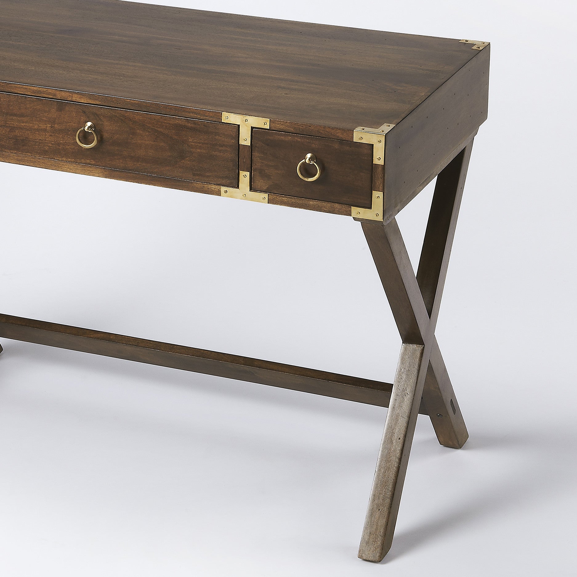 Coastal Wood and Brass Desk
