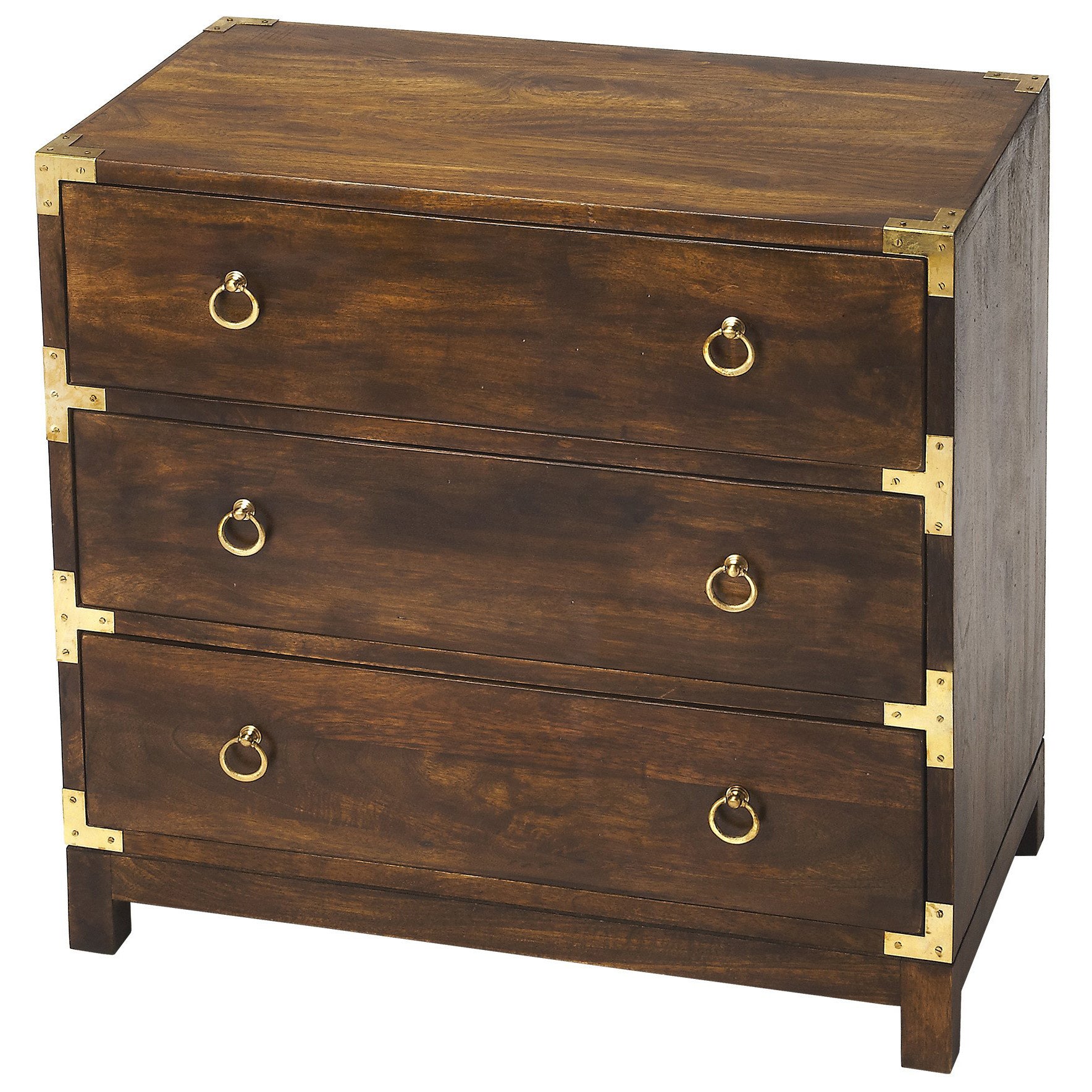 Nautical Wood and Brass Detail Three Drawer Dresser Chest - Woodwaves Nautical Wood and Brass Detail Three Drawer Dresser Chest - Woodwaves