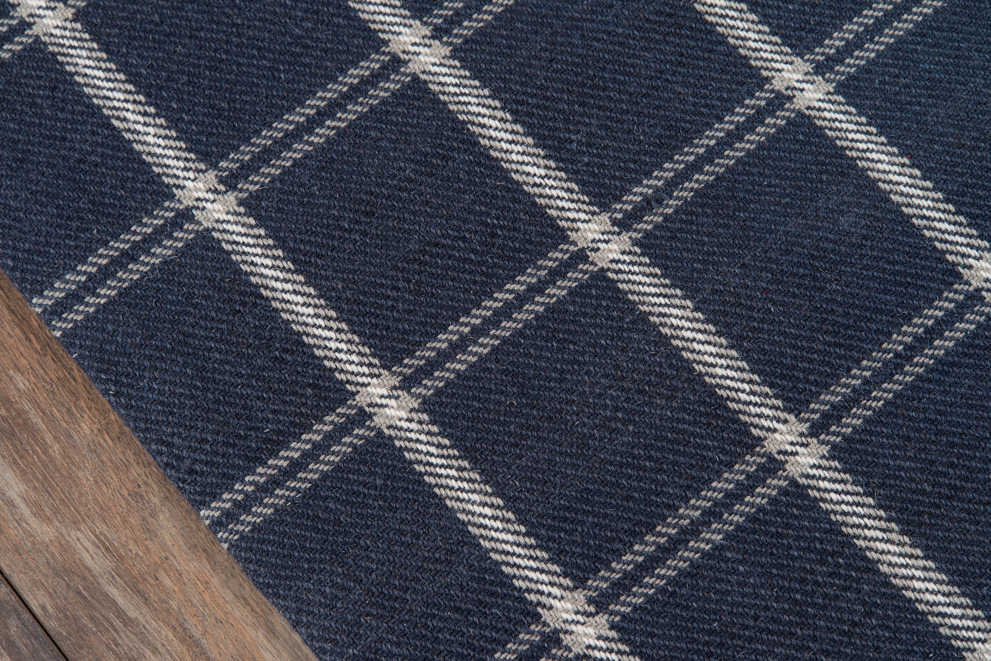 Navy Blue Plaid Tartan Wool Area Rug - Erin Gates - Marlborough