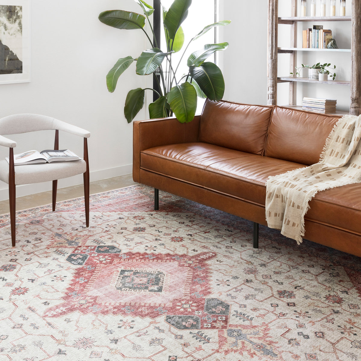 Pink and Gray Southwestern Boho Bohemian Persian Style Rug - Woodwaves