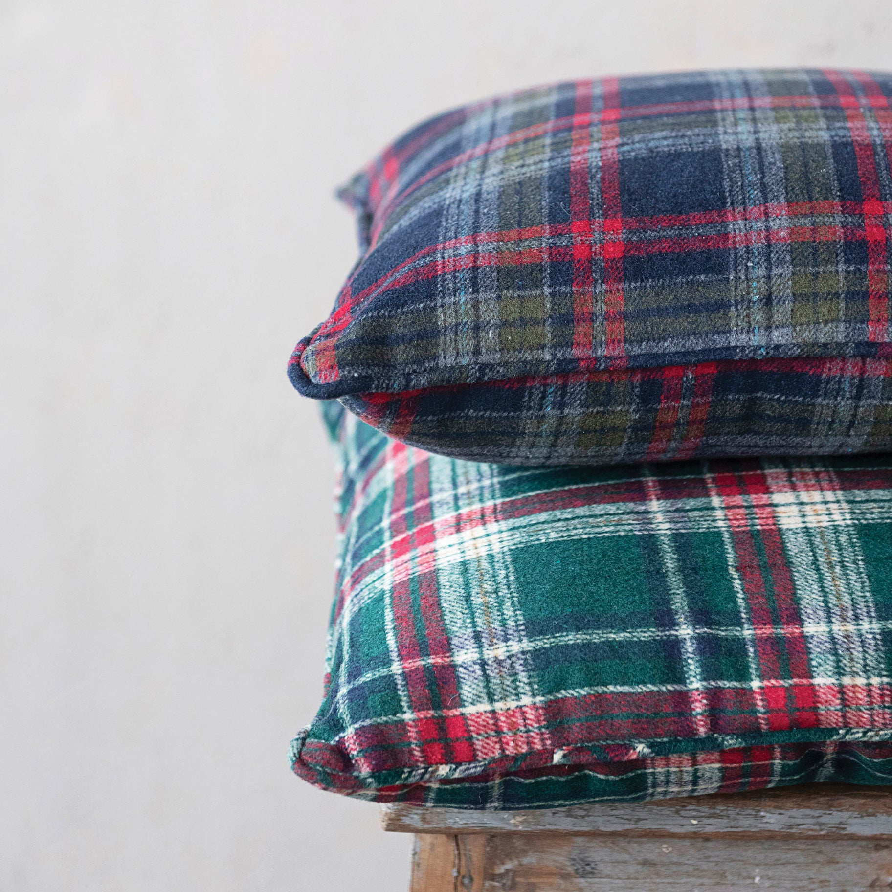 Plaid Red and Green Christmas Pillow