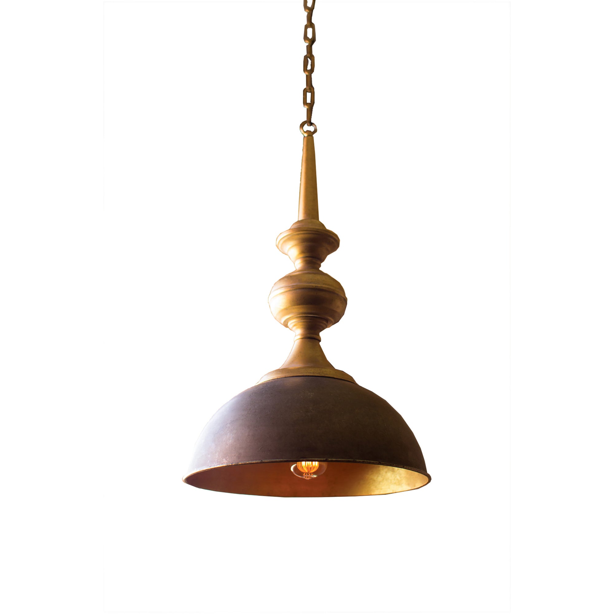 Raw Metal & Antique Gold Pendant Lamp
