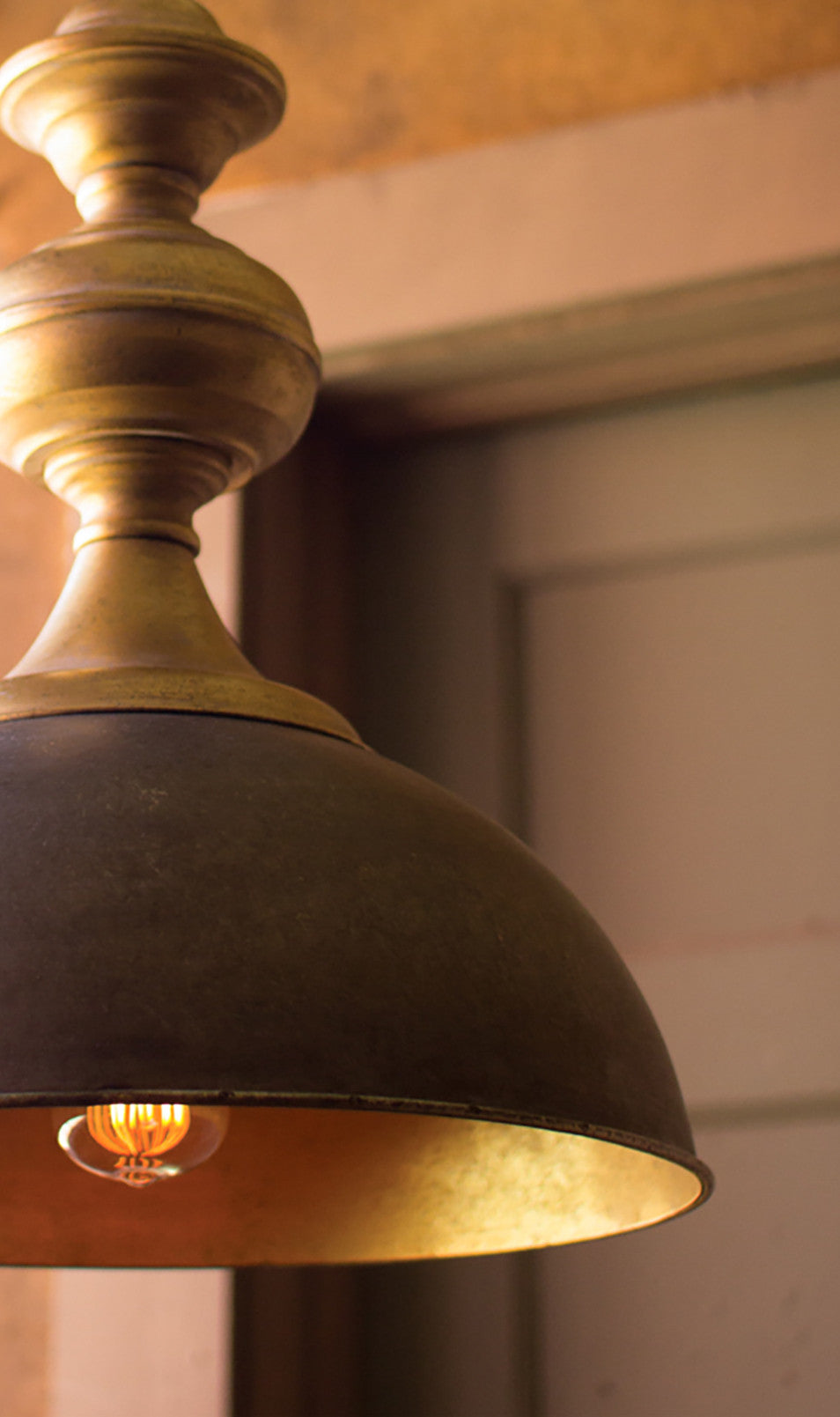 Raw Metal & Antique Gold Pendant Lamp