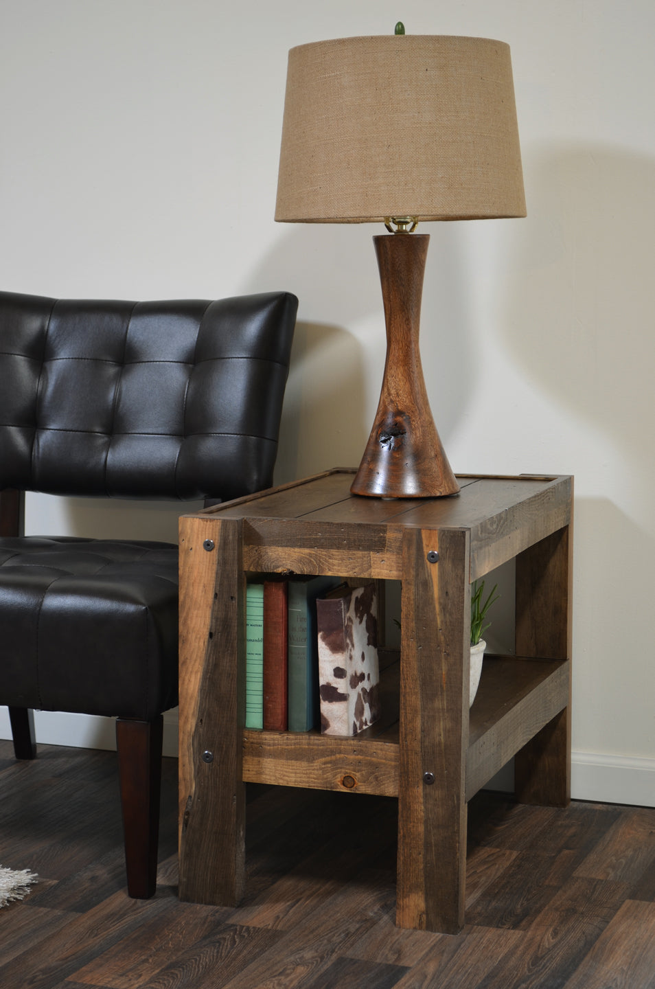 Handcrafted Rustic Wood End Side Table Nightstand - presEARTH - Spice