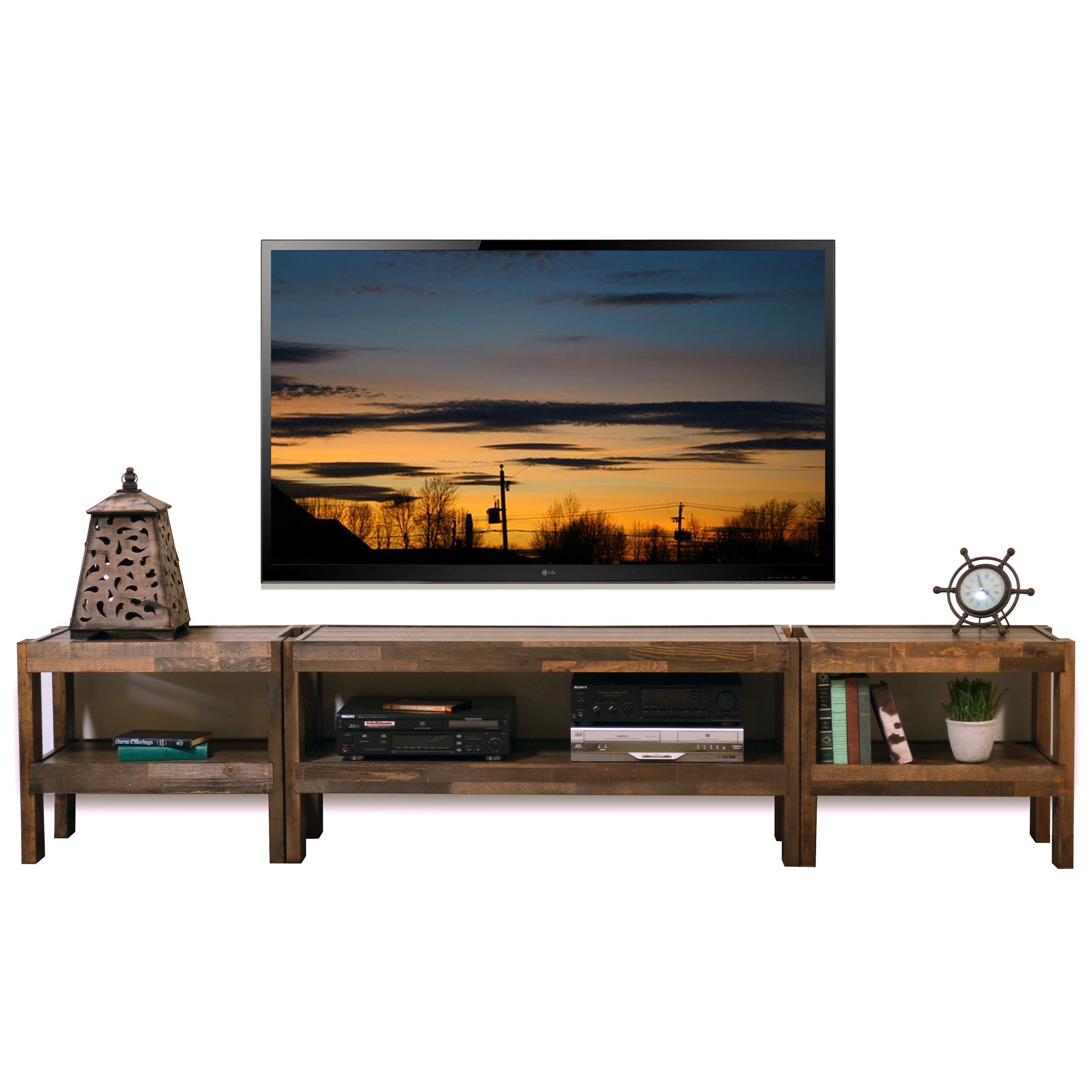 Handcrafted Rustic Wood TV Stand Entertainment Center Console - presEARTH Spice