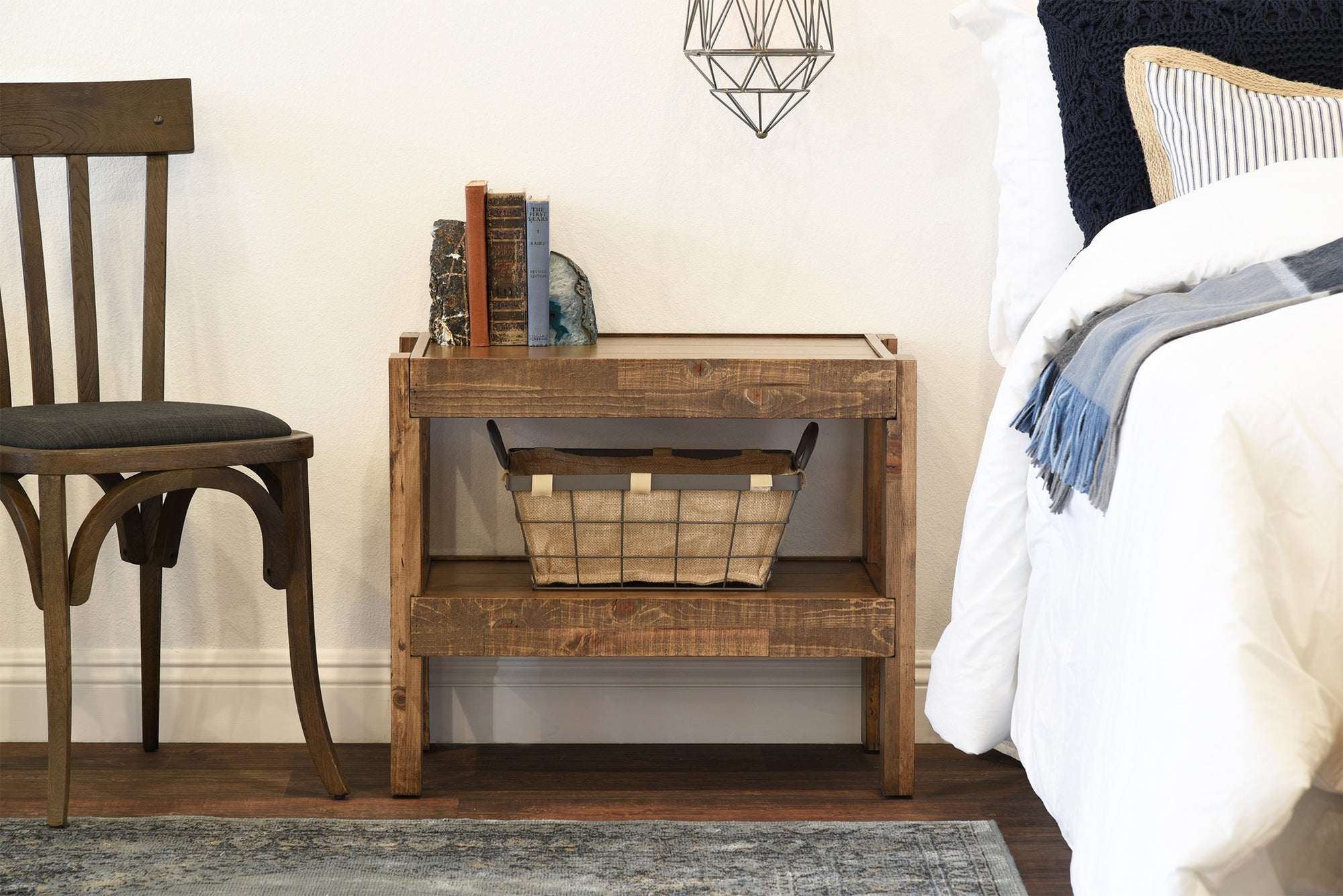 Handcrafted Rustic Wood End Side Table Nightstand - presEARTH - Spice