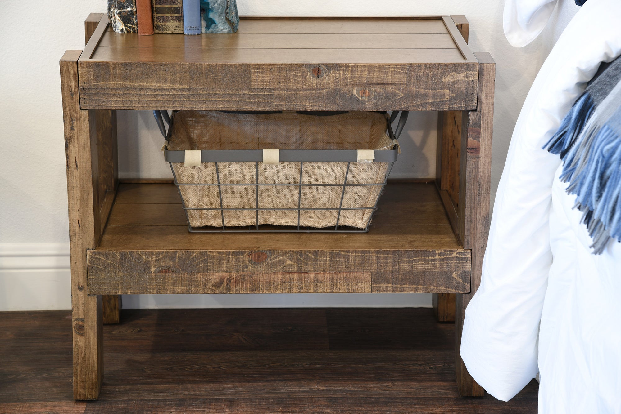 Handcrafted Rustic Wood End Side Table Nightstand - presEARTH - Spice