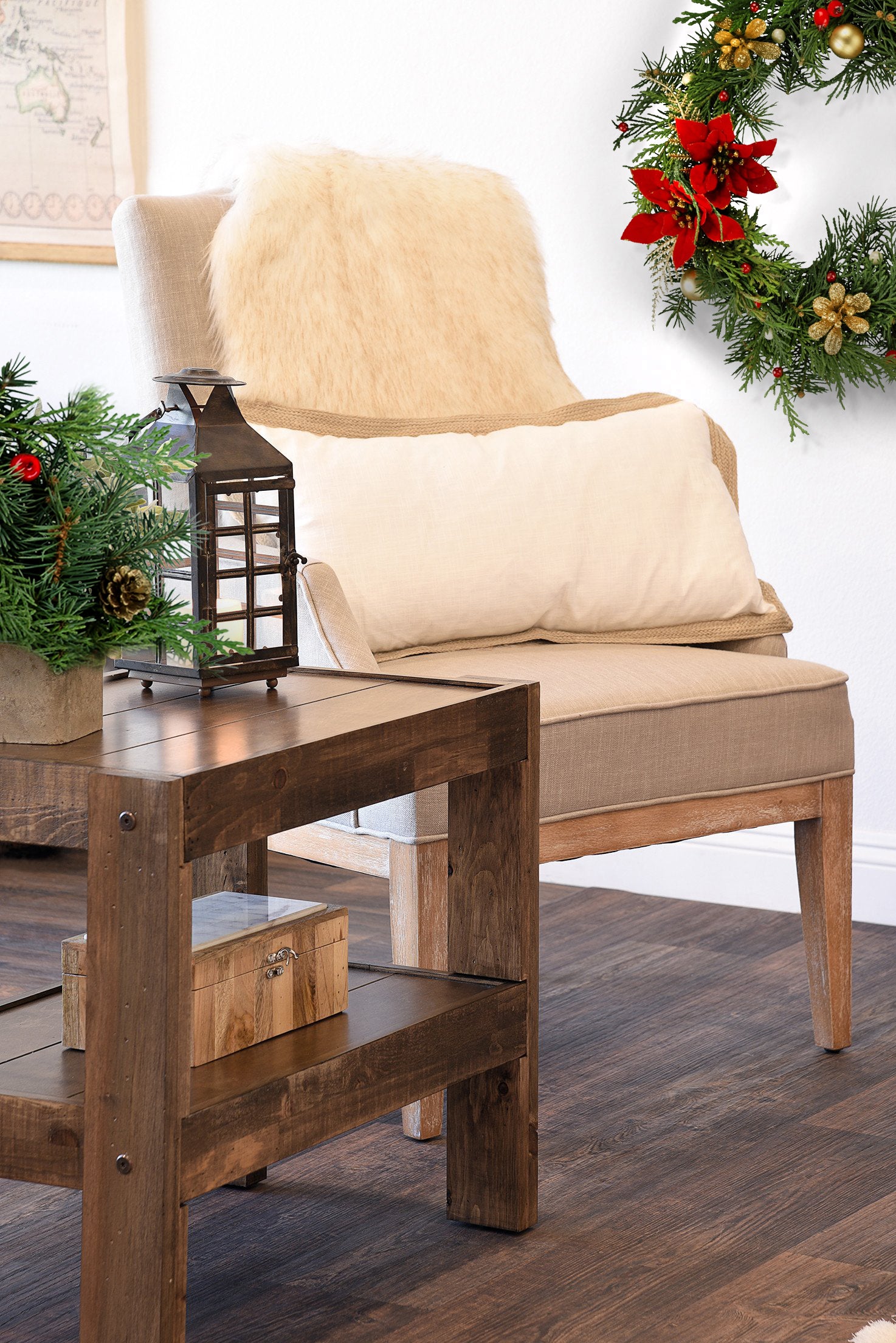 Handcrafted Rustic Wood End Side Table Nightstand - presEARTH - Spice