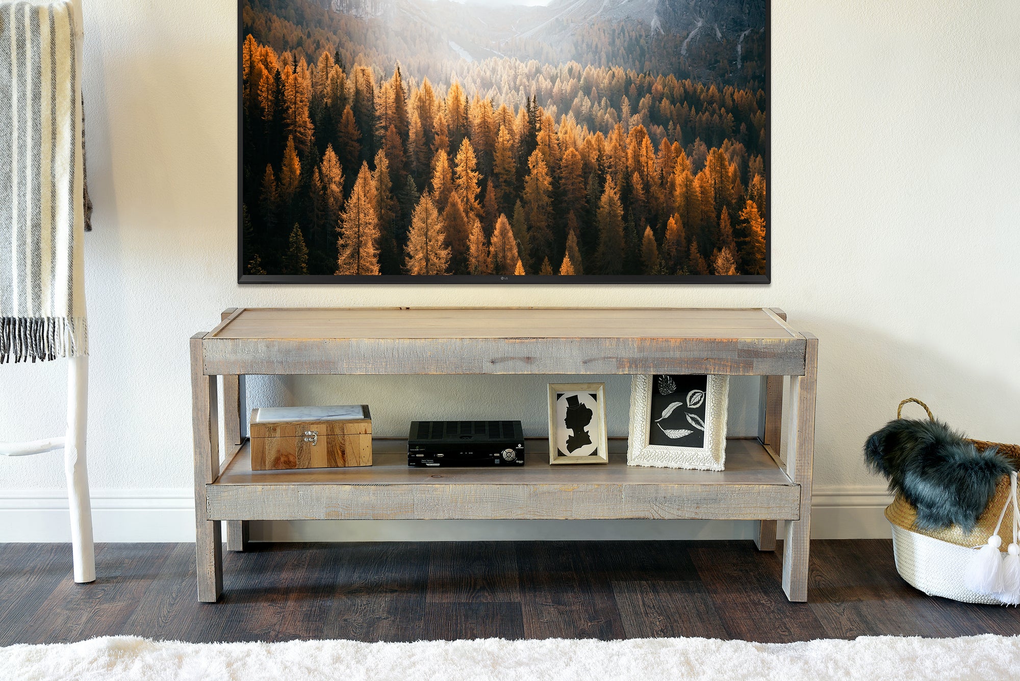 Gray Rustic Reclaimed Pallet Wood Style TV Stand Console - presEARTH - Lakewood