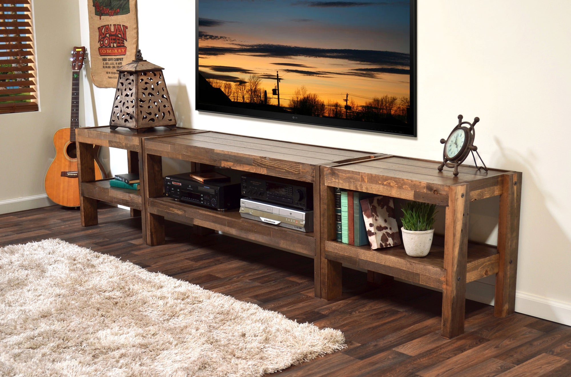 Rustic Wood TV Stand Entertainment Center Console - presEARTH Spice