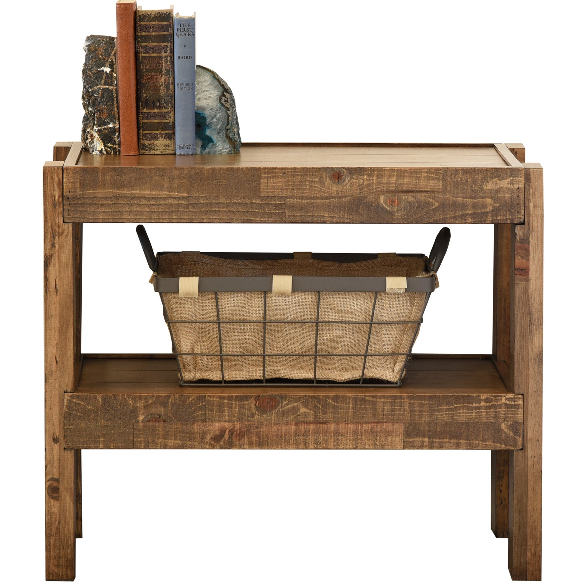 Handcrafted Rustic Wood End Side Table Nightstand - presEARTH - Spice