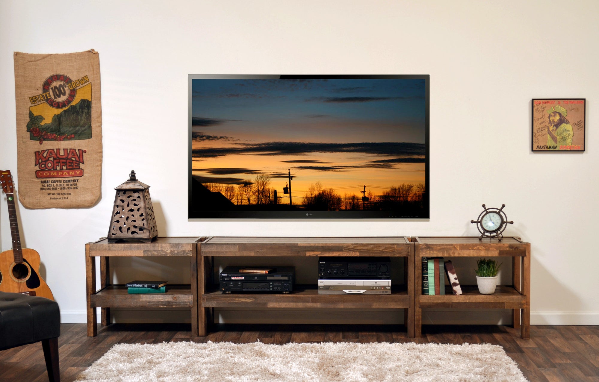 Handcrafted Rustic Wood TV Stand Entertainment Center Console - presEARTH Spice