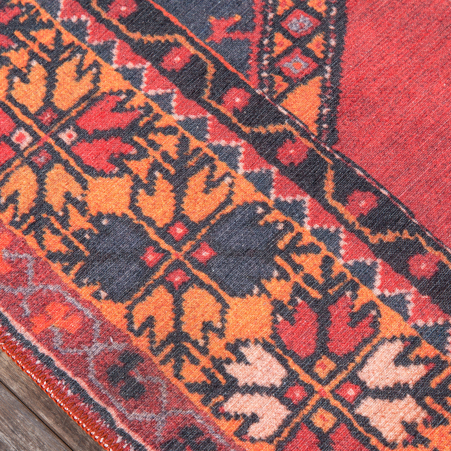 Red Orange Southwest Boho Rug - Woodwaves
