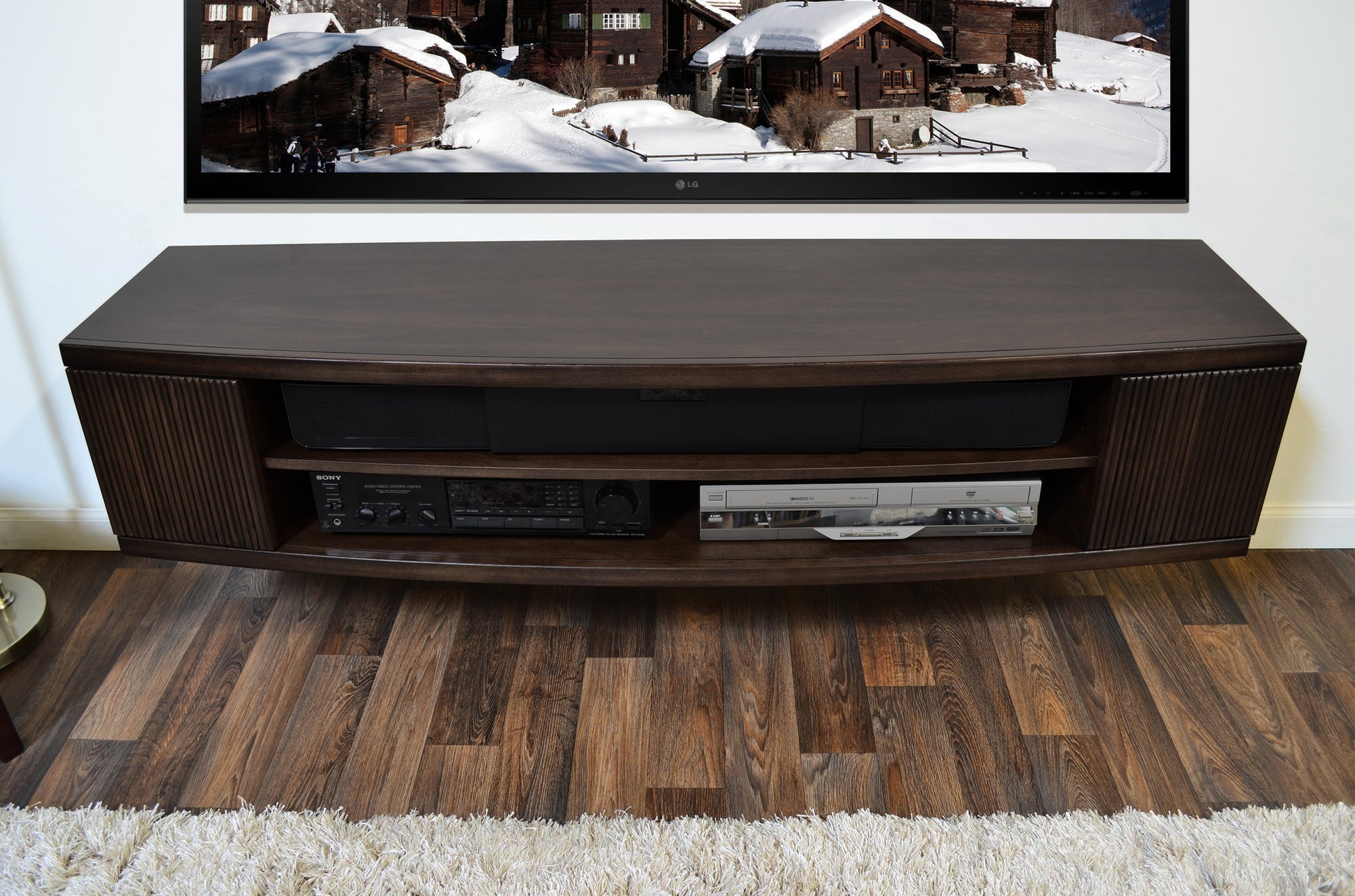Curved Wall Mount TV Stand - The Curve - Espresso - OB 50% OFF!