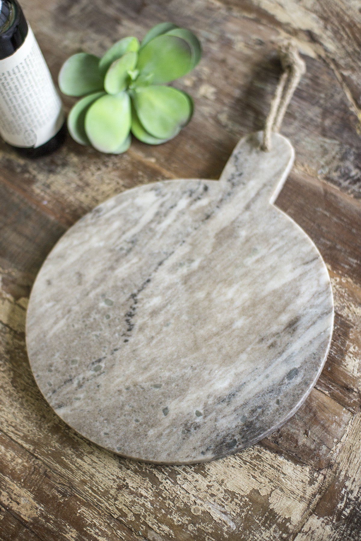 Two Round Gray Marble Cutting & Serving Boards