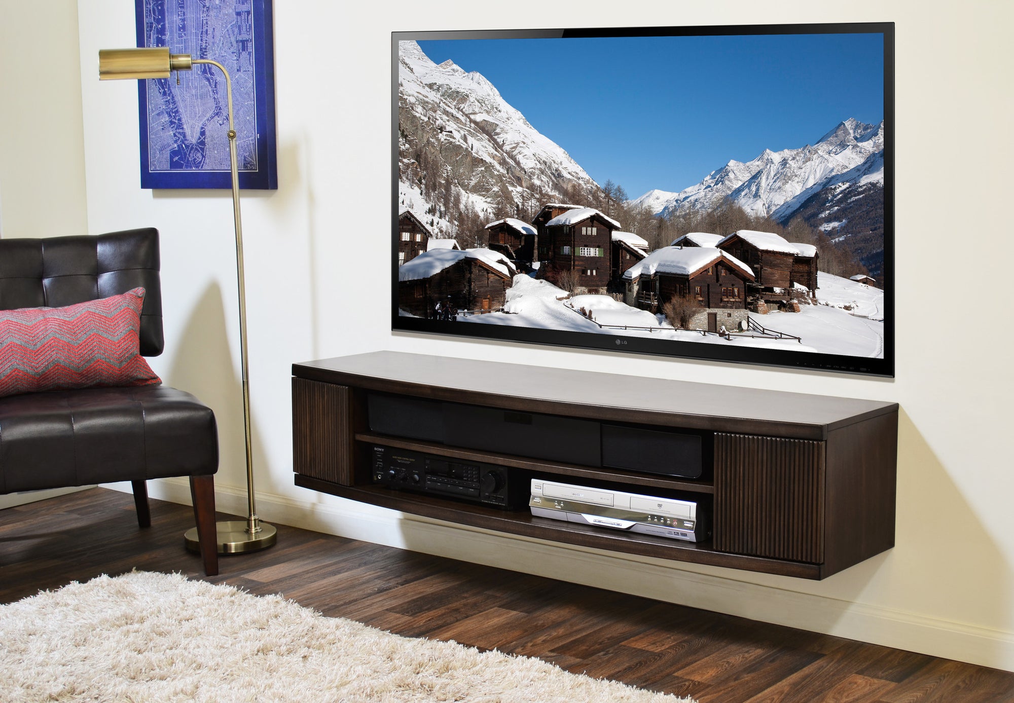 Curved Wall Mount TV Stand - The Curve - Espresso - OB 50% OFF!