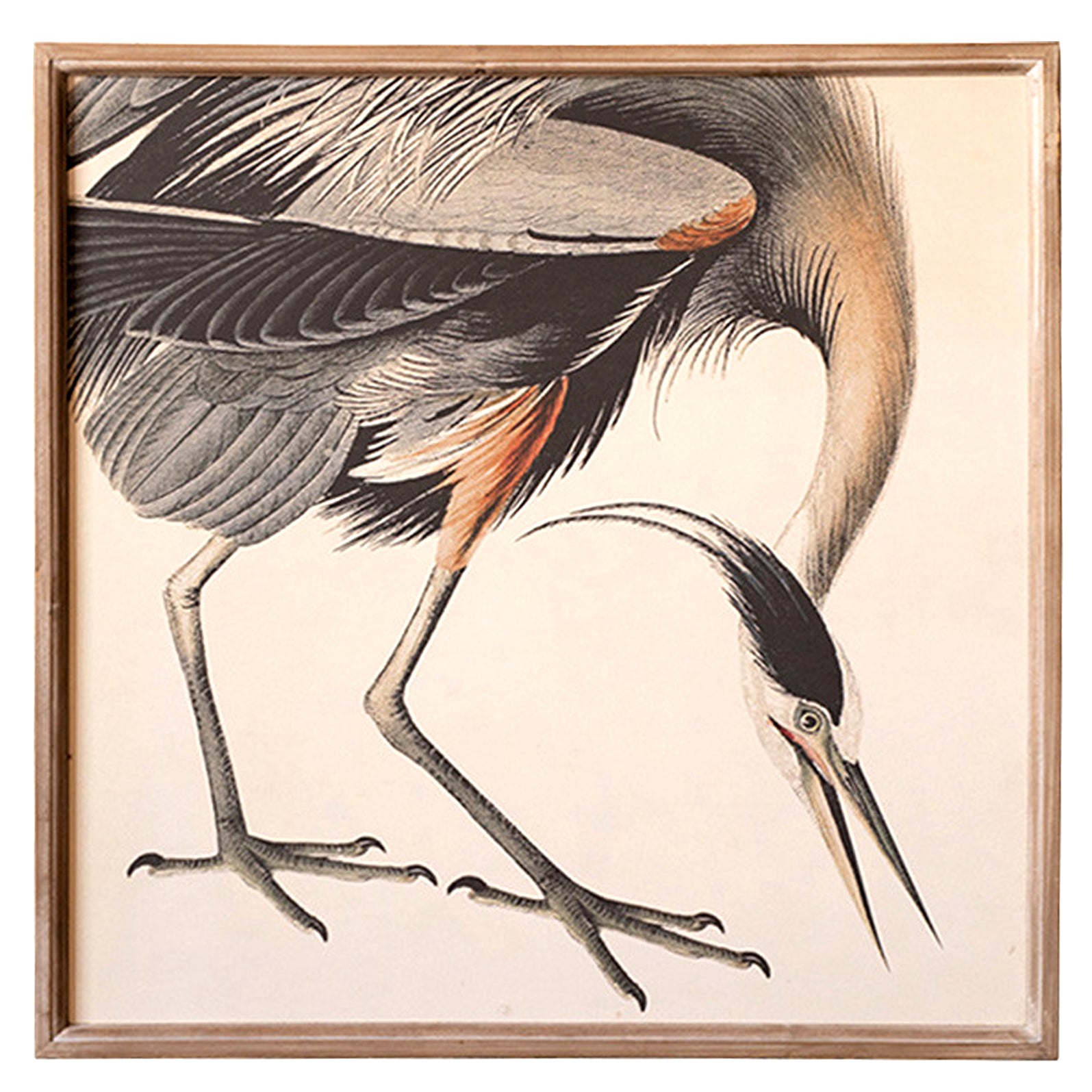 Rustic Framed Crane Bird Coastal Wall Art