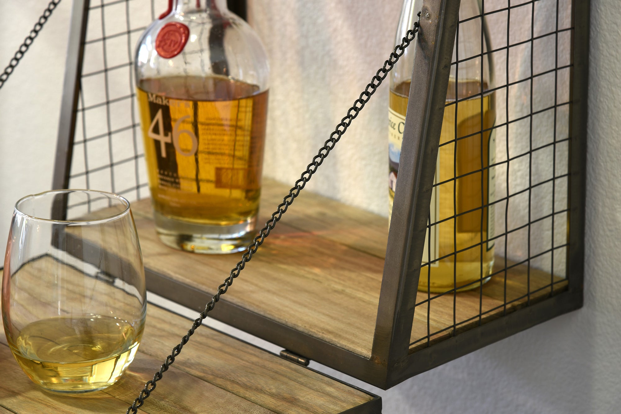 Floating Wall Mount Mini Bar Wine Liquor Shelf - Woodwaves