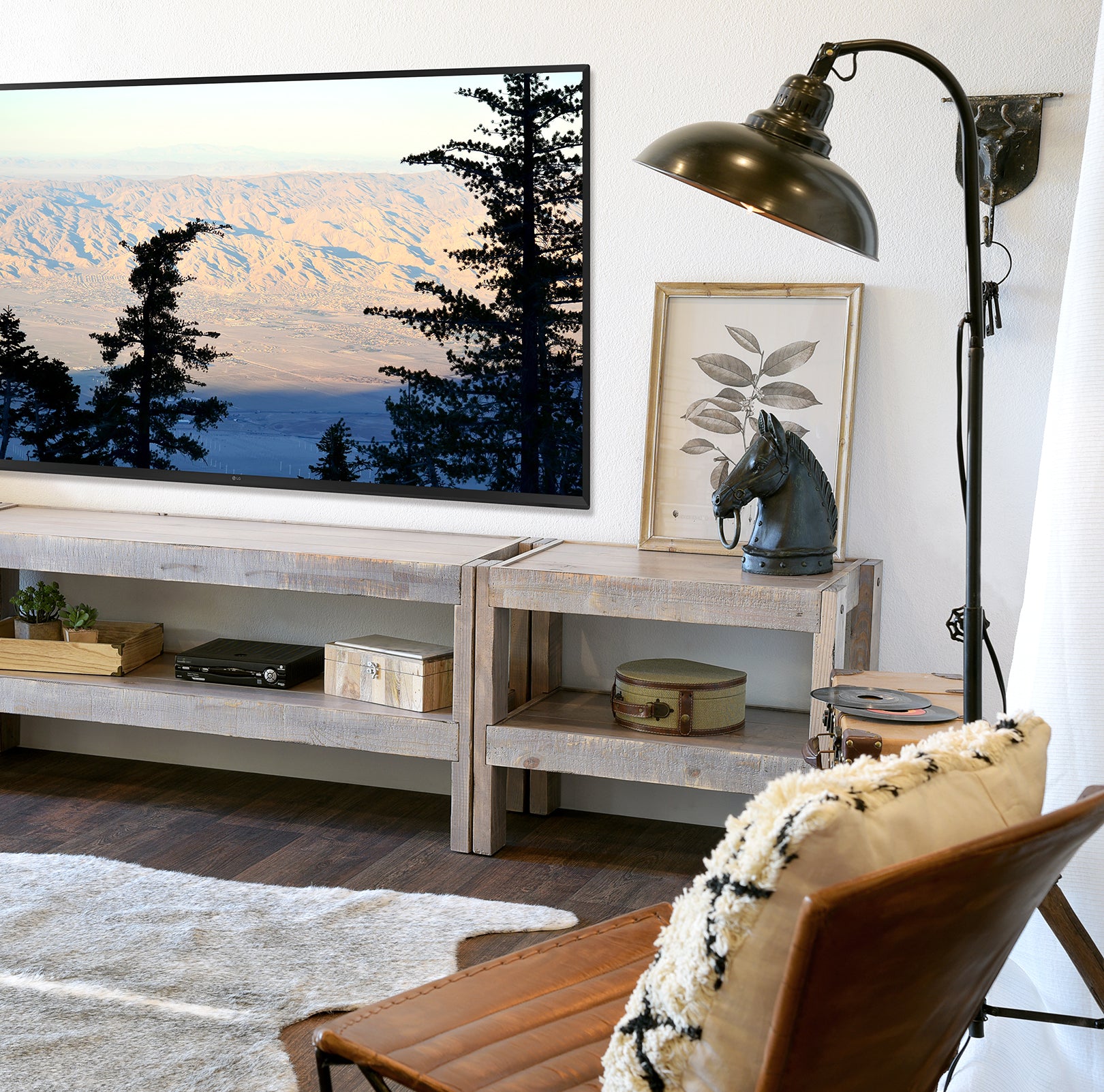 Handcrafted Rustic Wood TV Stand Console - presEARTH Lakewood Gray