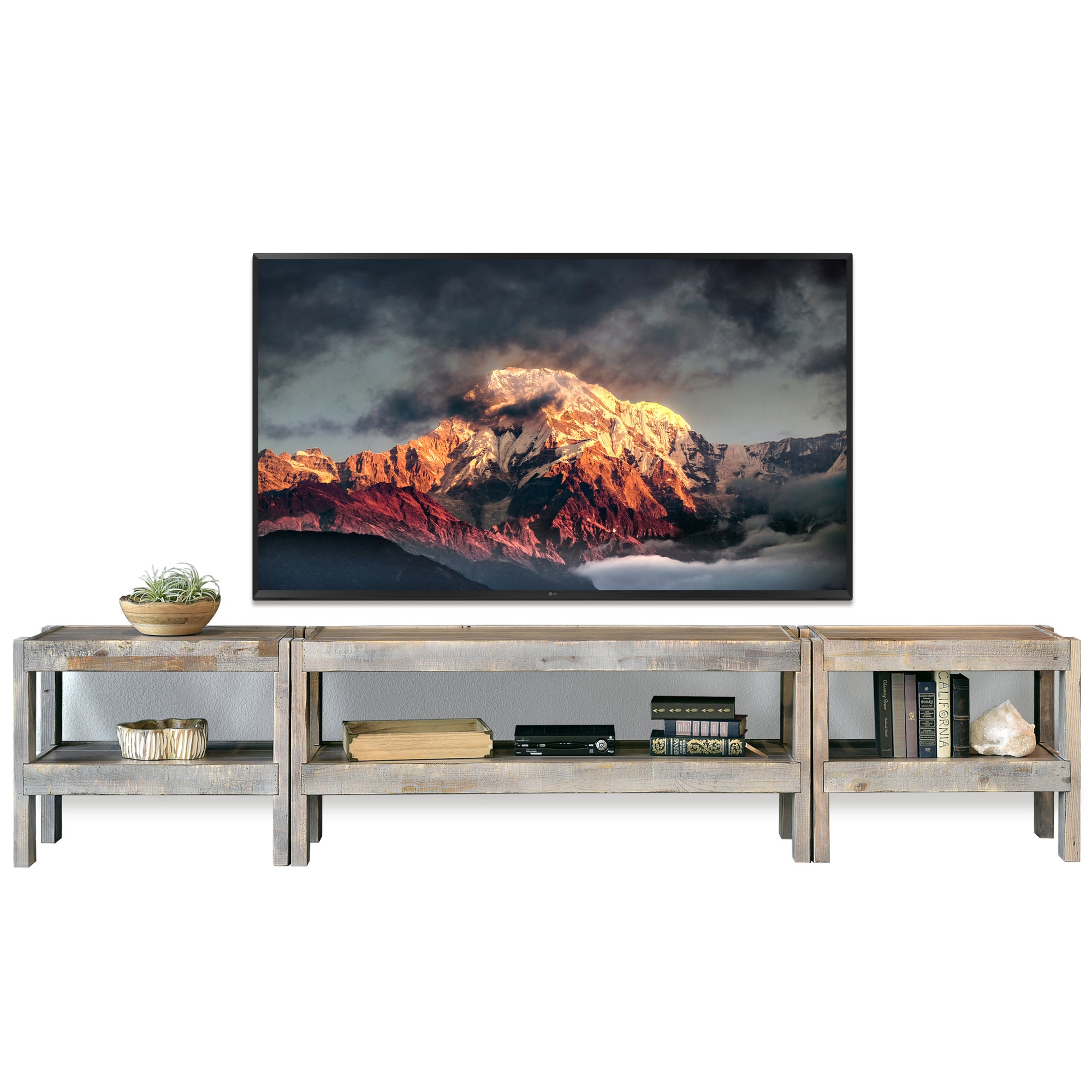 Handcrafted Rustic Wood TV Stand Console - presEARTH - Lakewood Gray