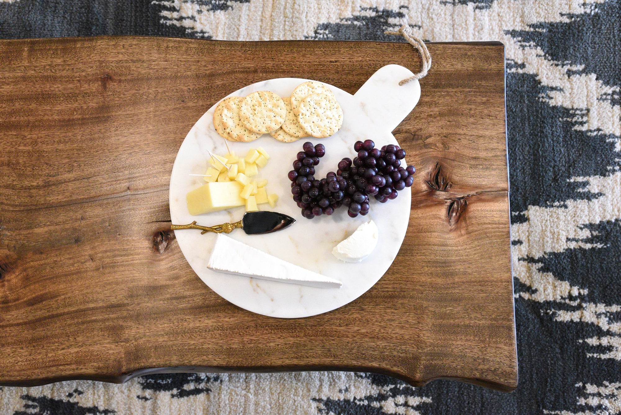 Round White Marble Serving Tray - Set of 2