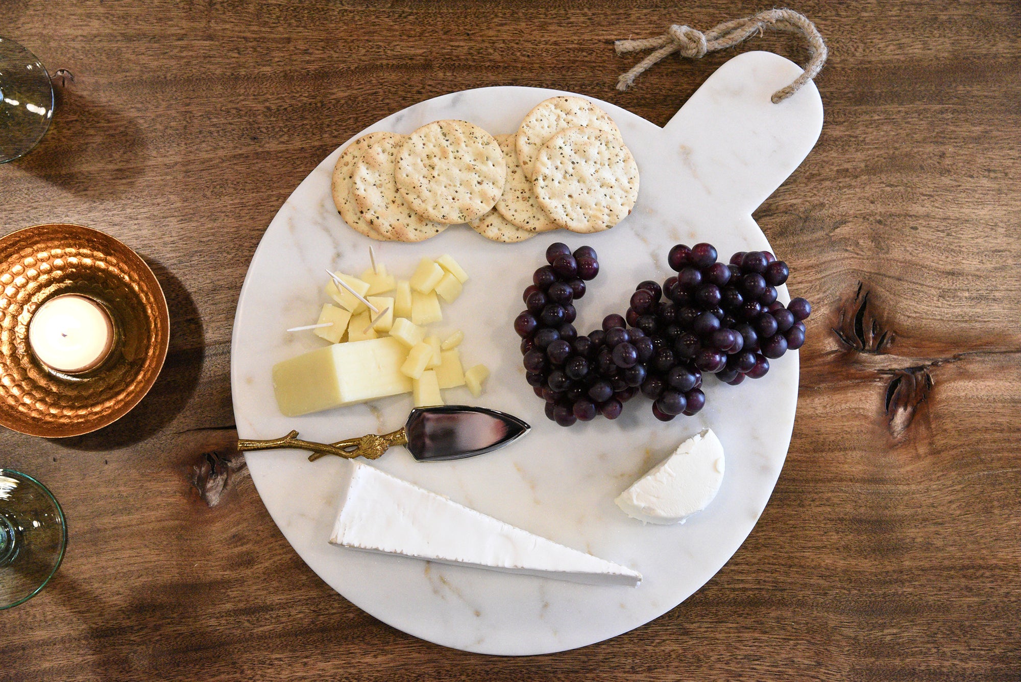 Round White Marble Serving Tray - Set of 2