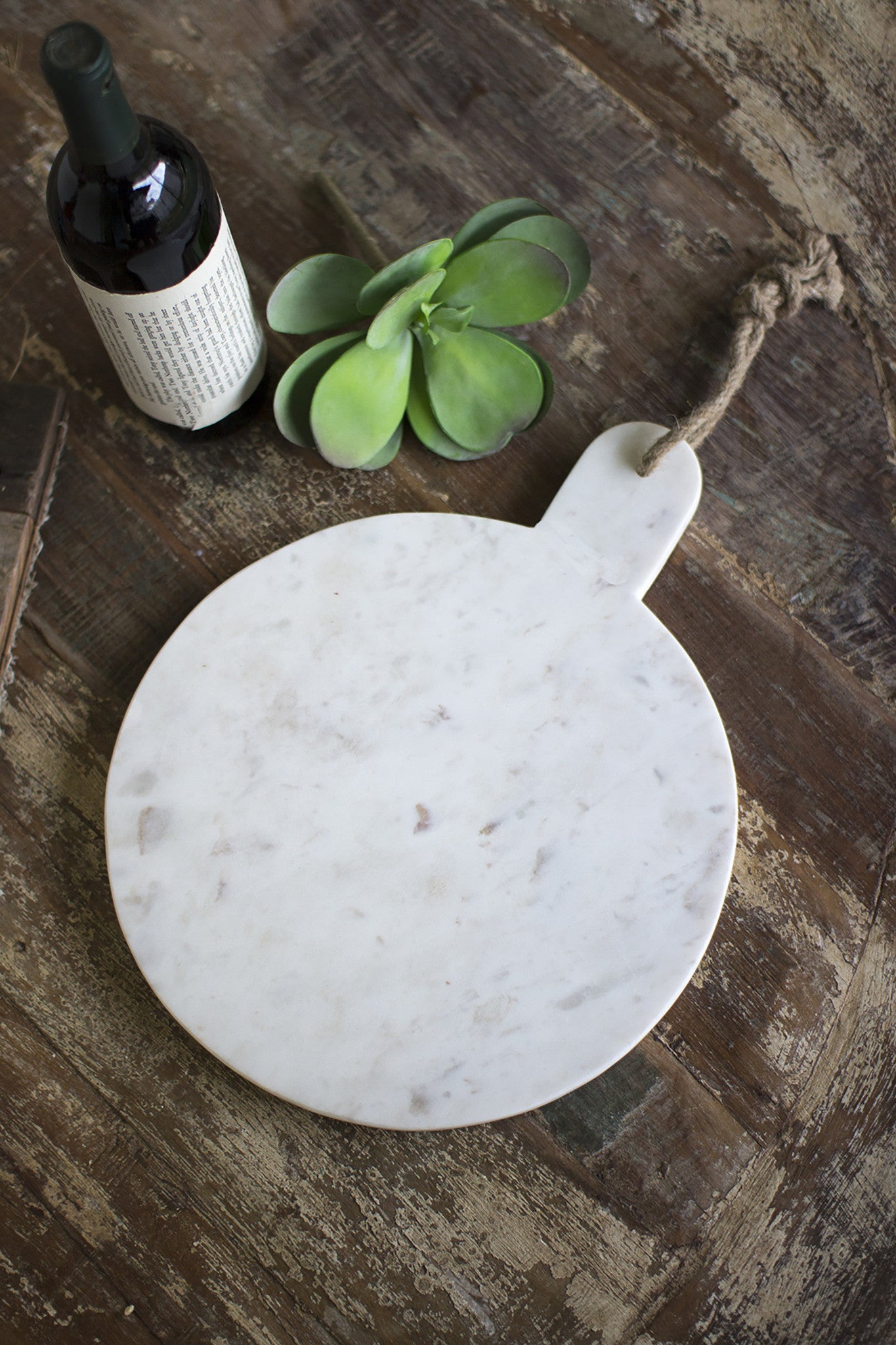 Two Modern Round White Marble Cutting & Serving Boards