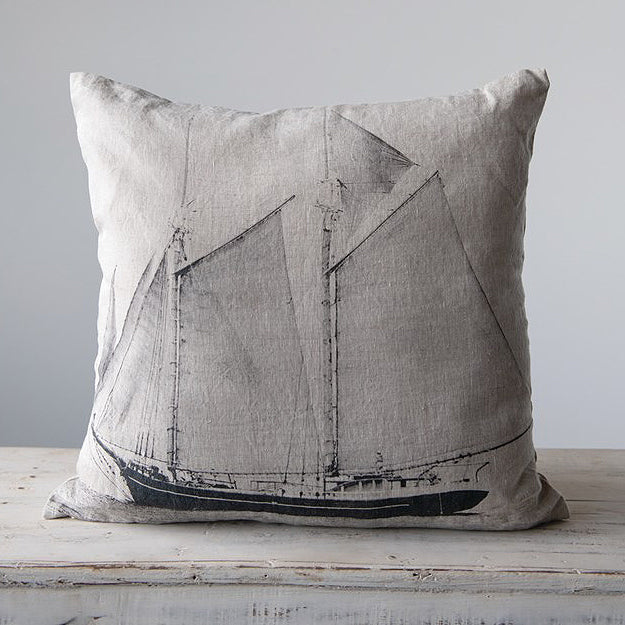Linen Sailboat Pillow