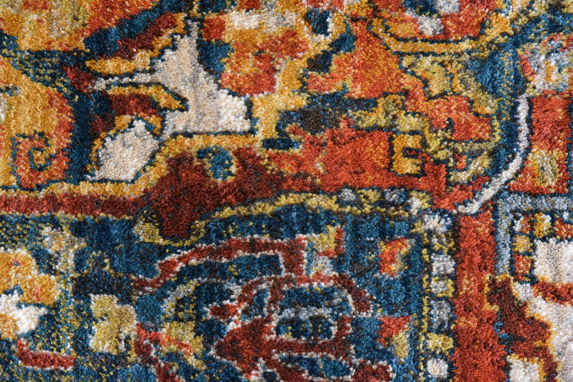 Red Orange and Teal Blue Turkish Style Rug