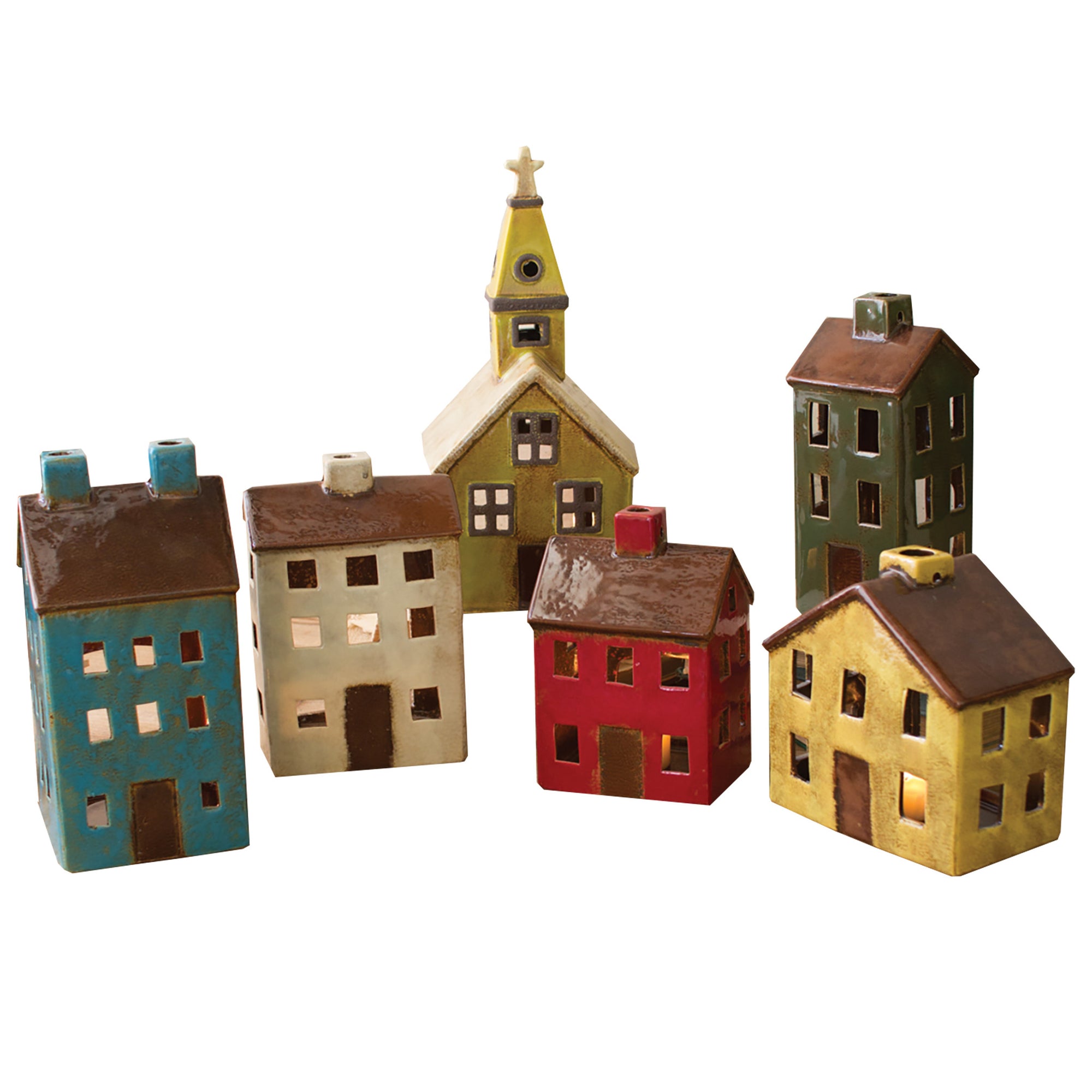 Colorful Ceramic Village - Set of 6