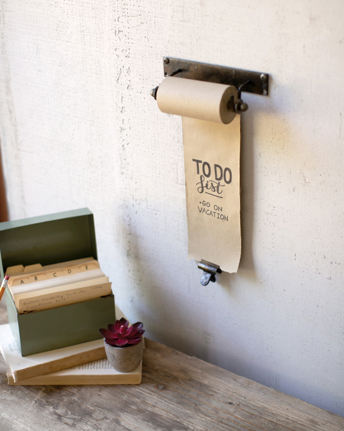 Small Wall Mount Rustic Paper Note Rolls With Clips - Set of Two