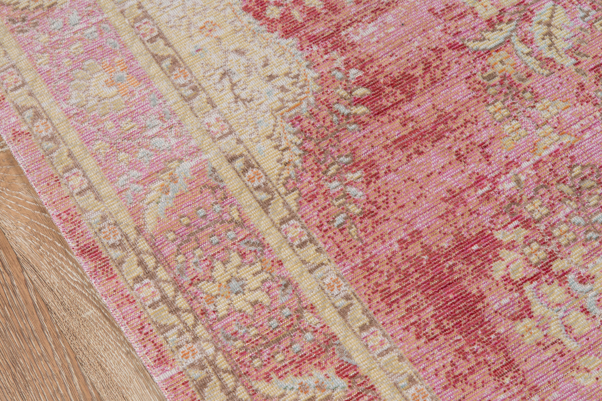 Vintage Style Faded Pink Area Rug