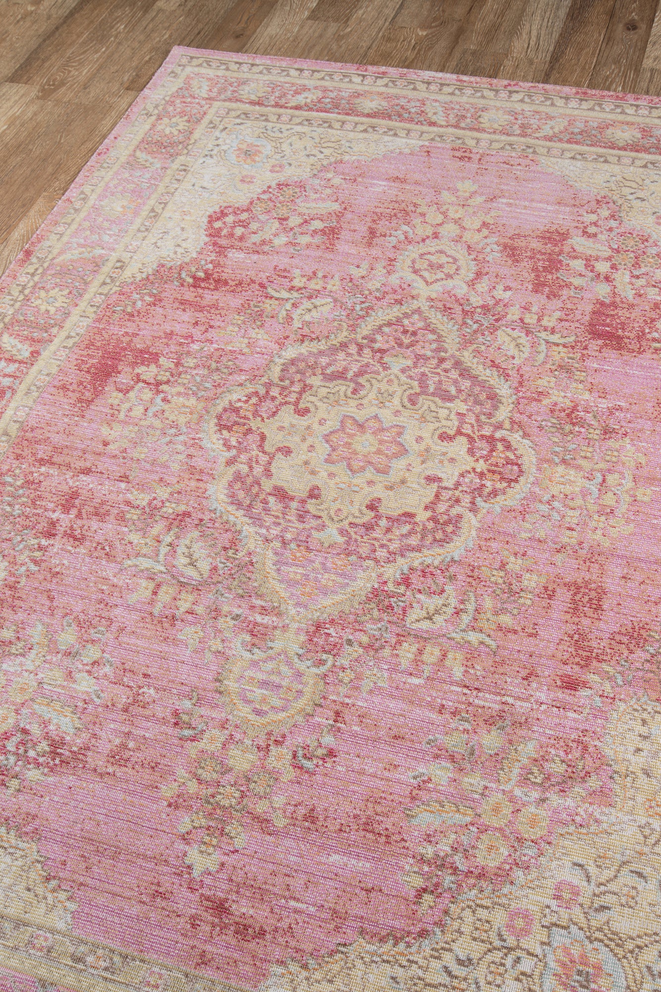 Vintage Style Faded Pink Area Rug - Woodwaves