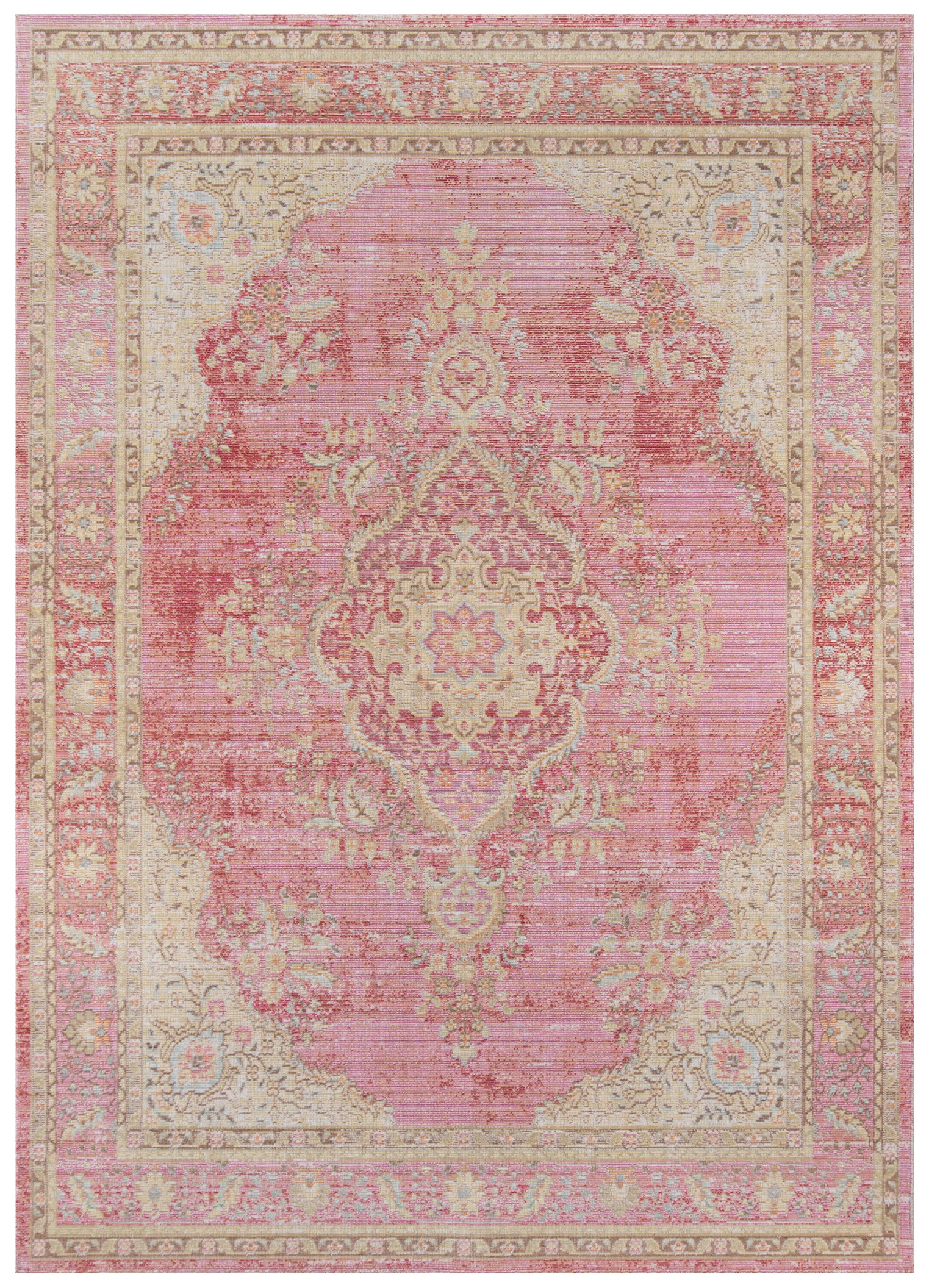 Vintage Style Faded Pink Area Rug