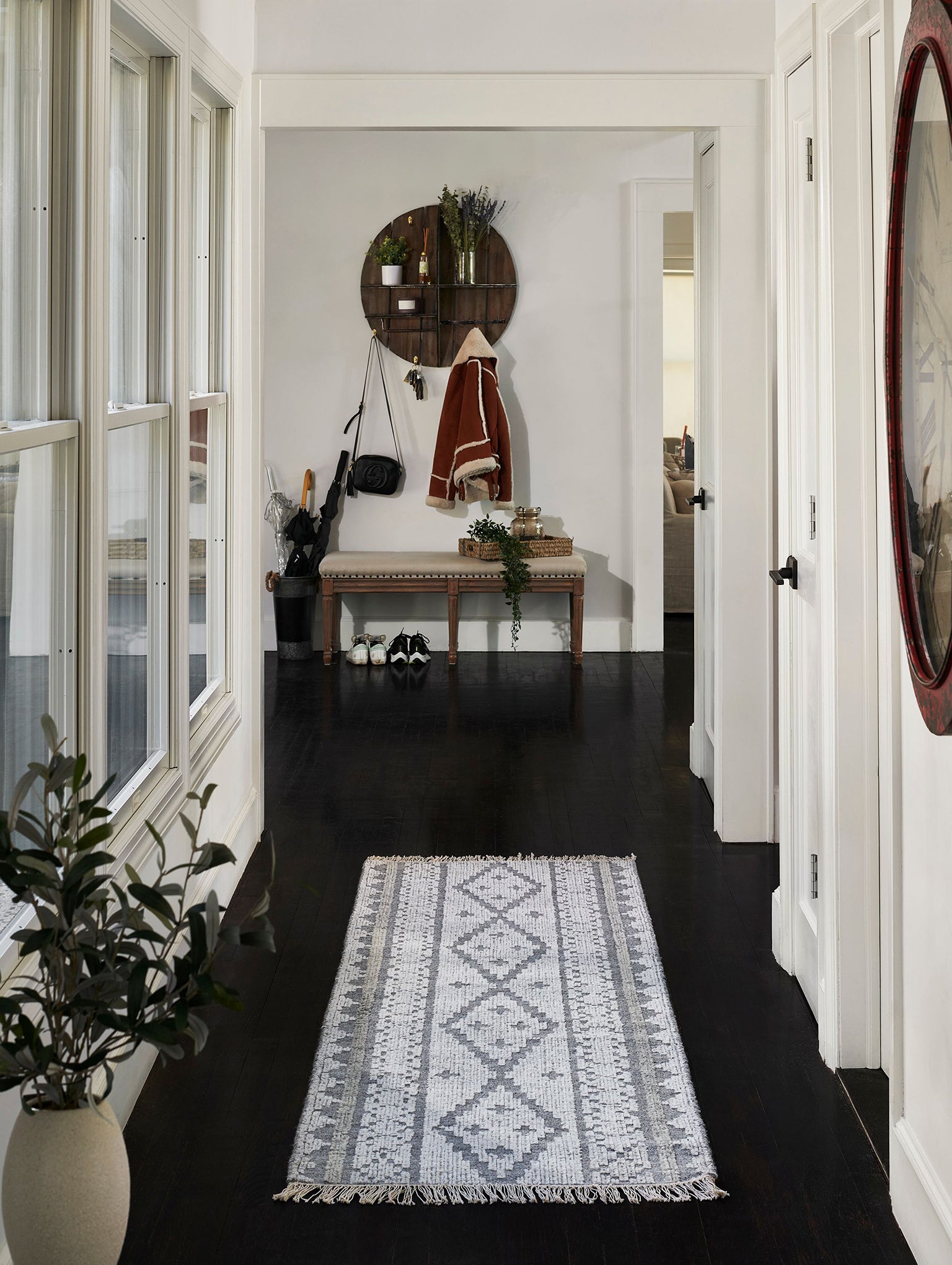Southwest Hand Woven Wool & Cotton Gray Tone Area Rug