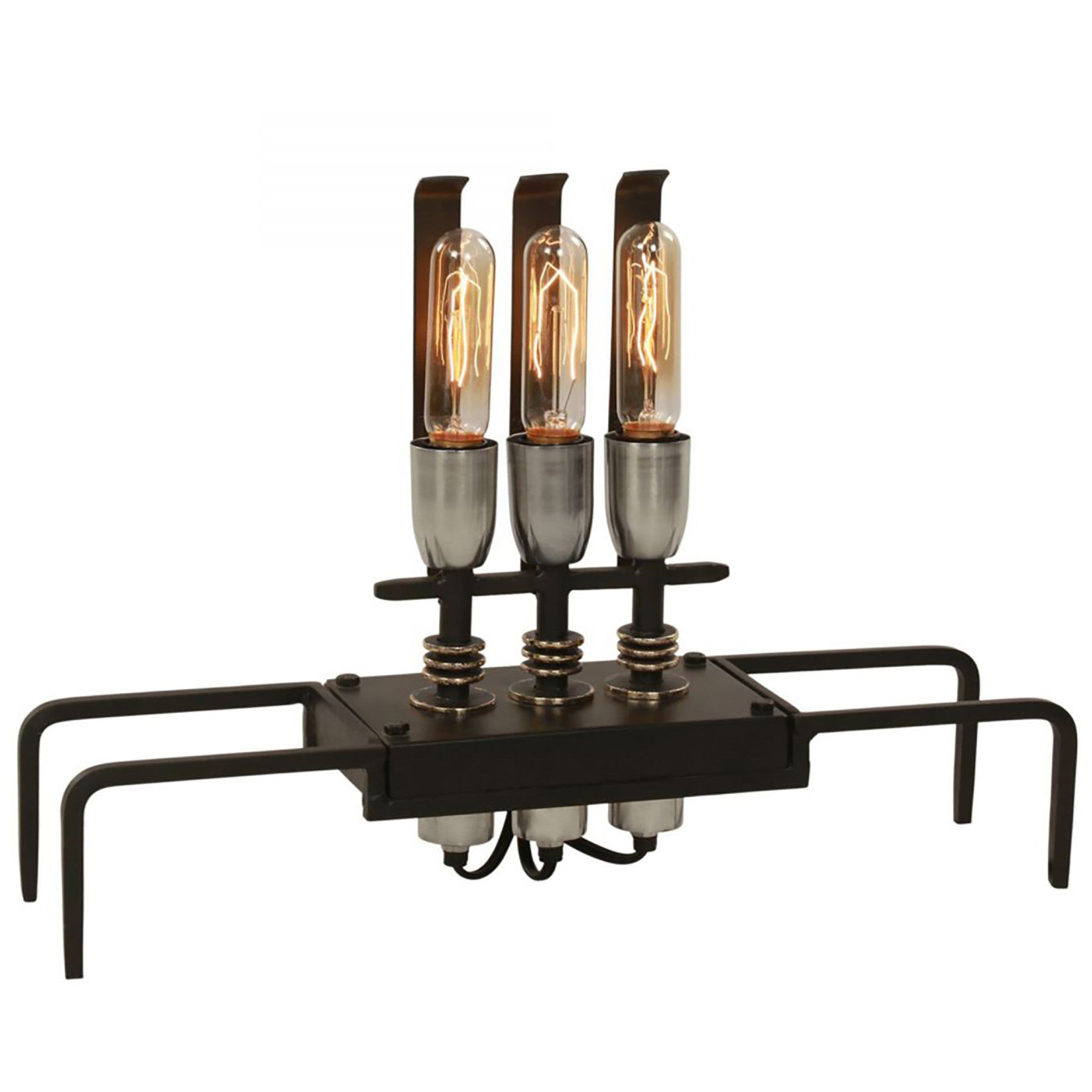 Steampunk Industrial Modern 3 Light Iron Table Lamp - Black and Gold Finish