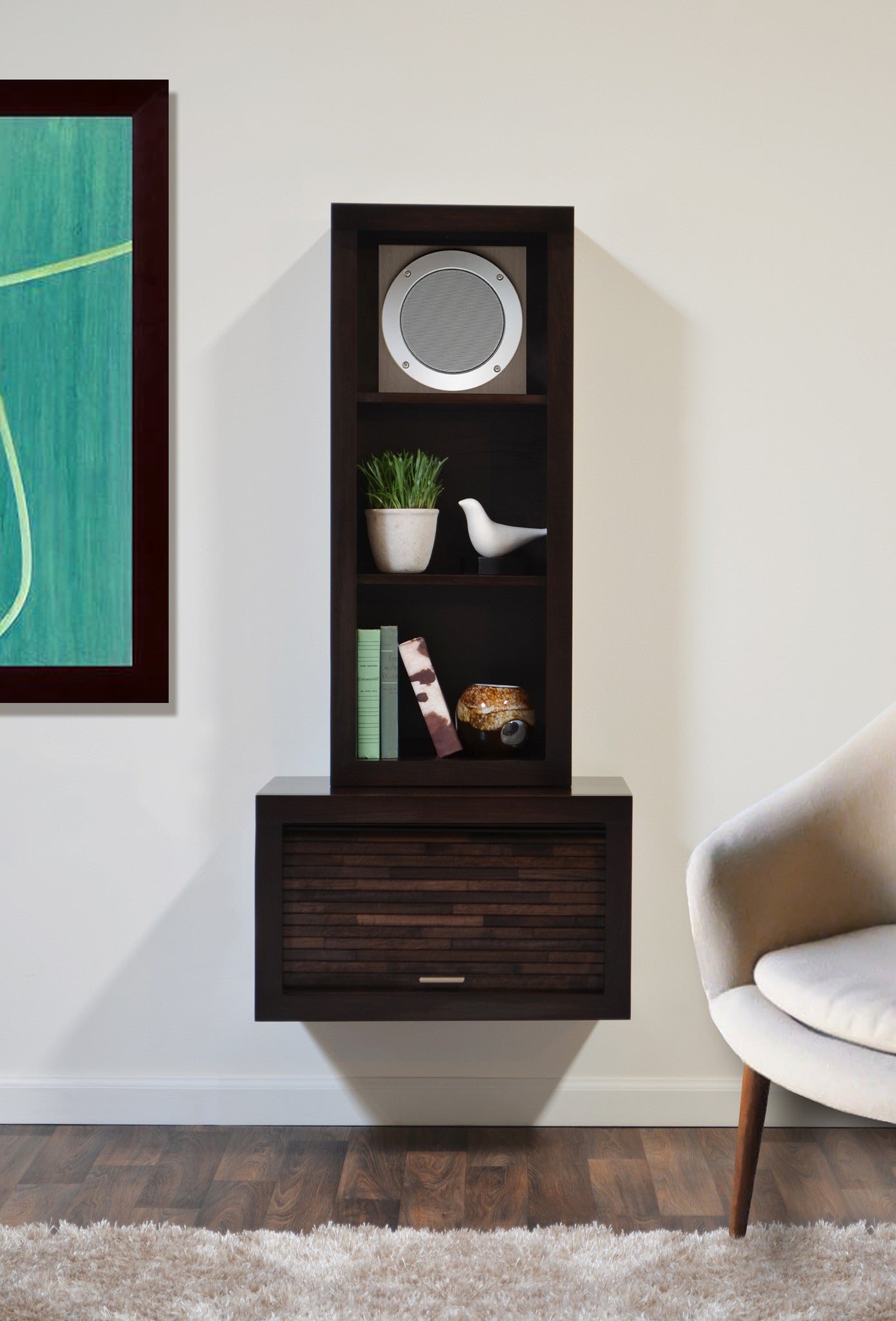 Floating End Table & Bookcase - ECO GEO Espresso