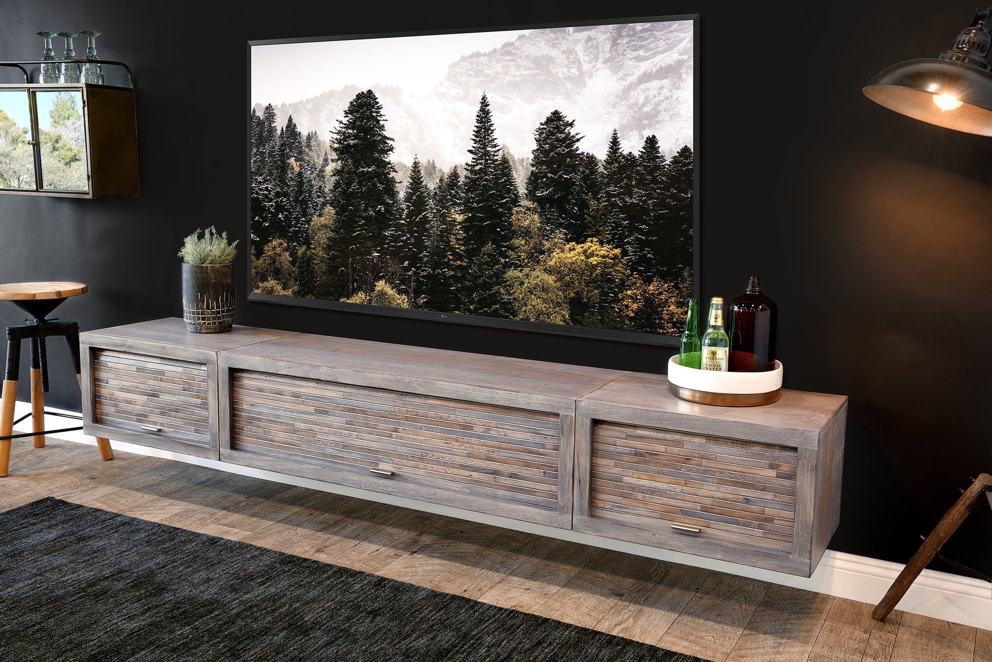 Gray Floating TV Stand Entertainment Center - ECO GEO Lakewood