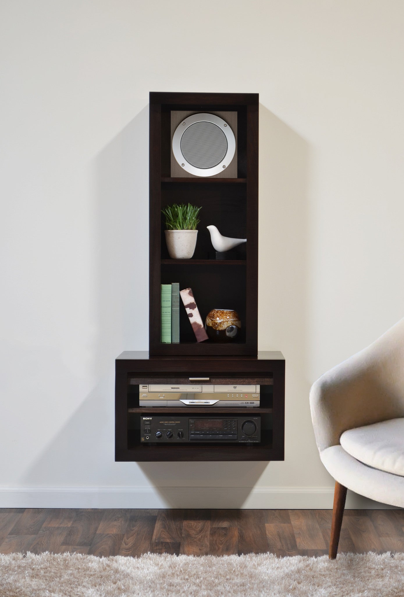Floating End Table & Bookcase - ECO GEO Espresso