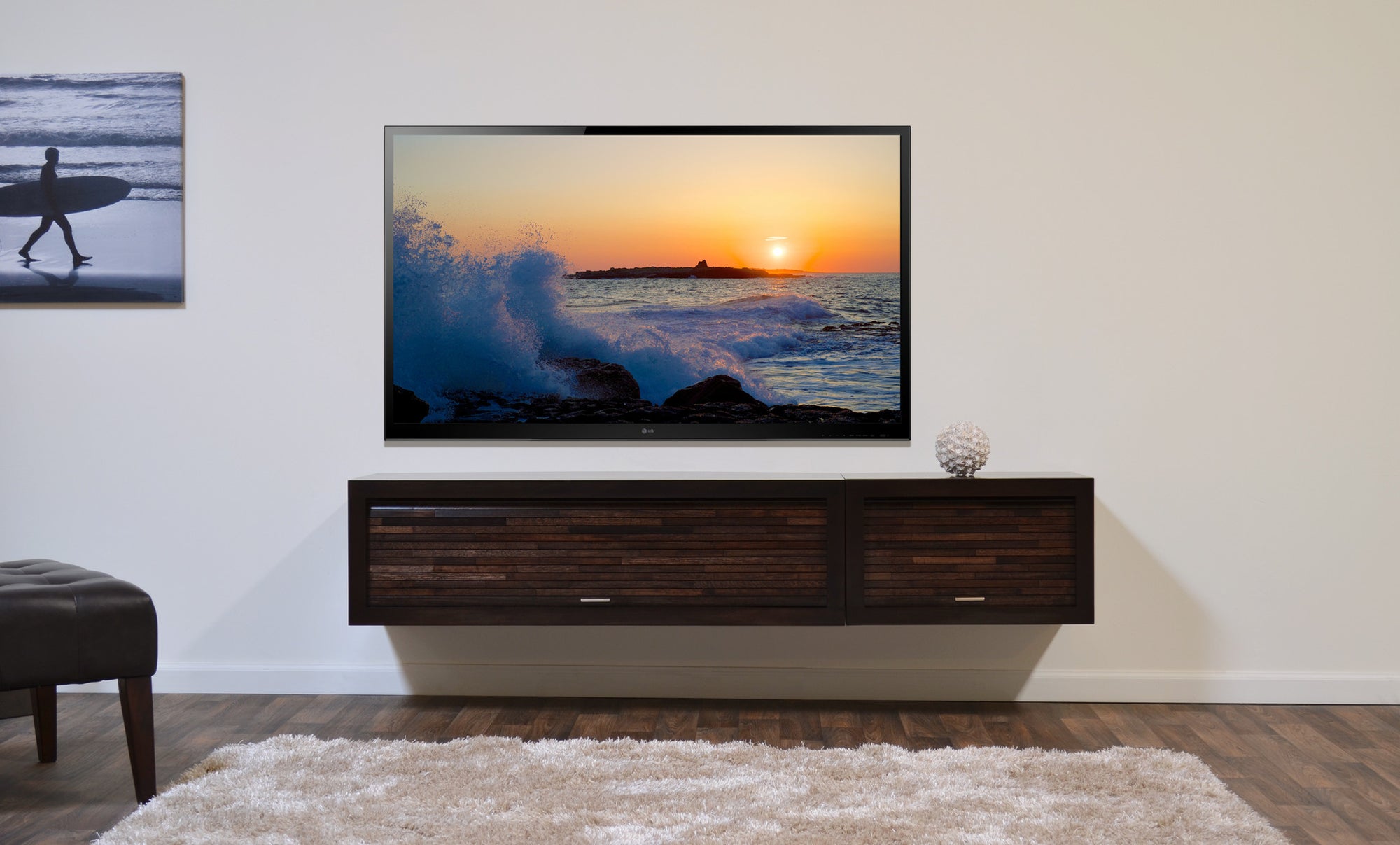 Floating Entertainment TV Stand - ECO GEO Espresso 2PC