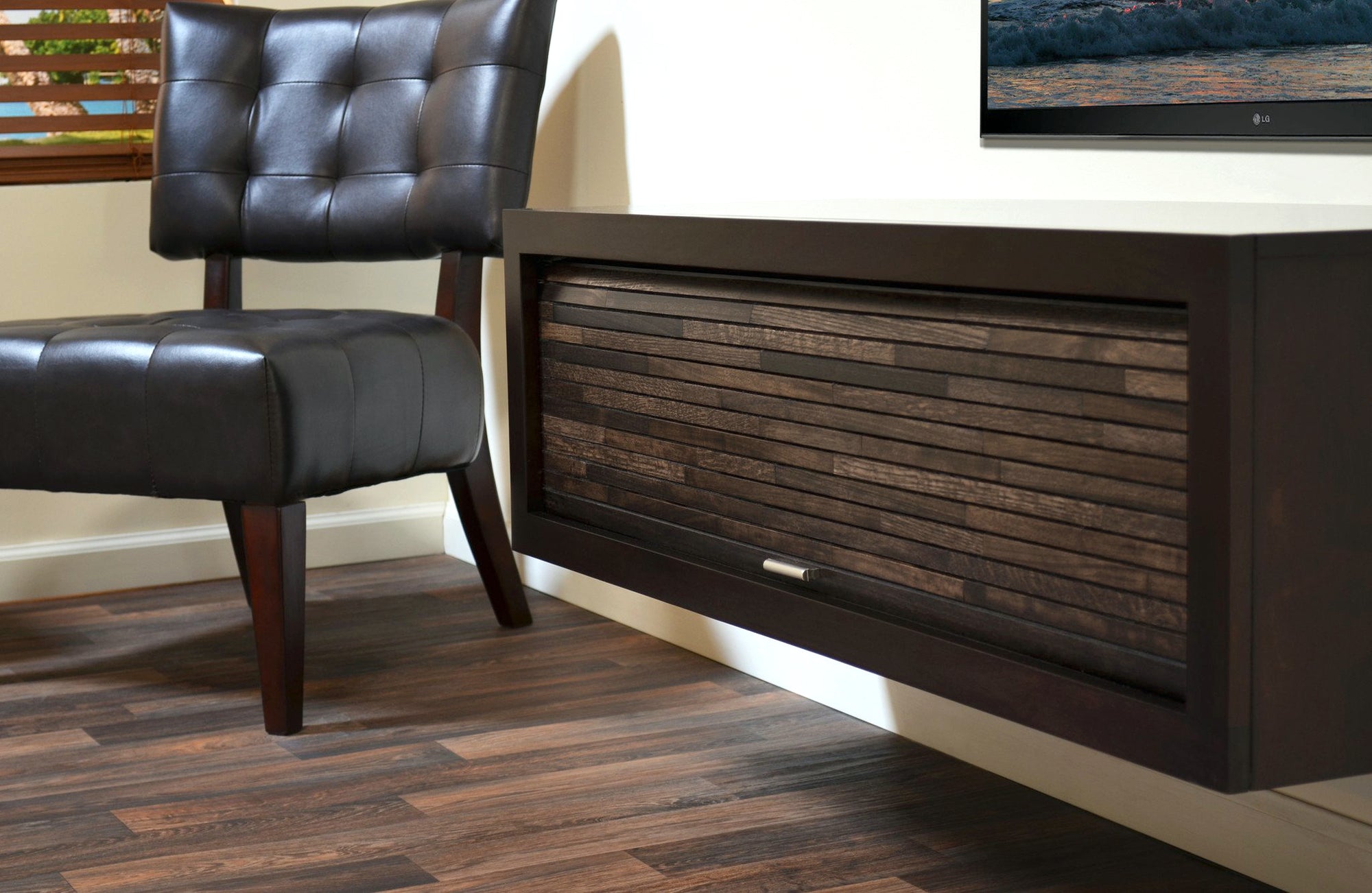 Handcrafted Fully Assembled Floating TV Stand Modern Media Console - ECO GEO - Espresso